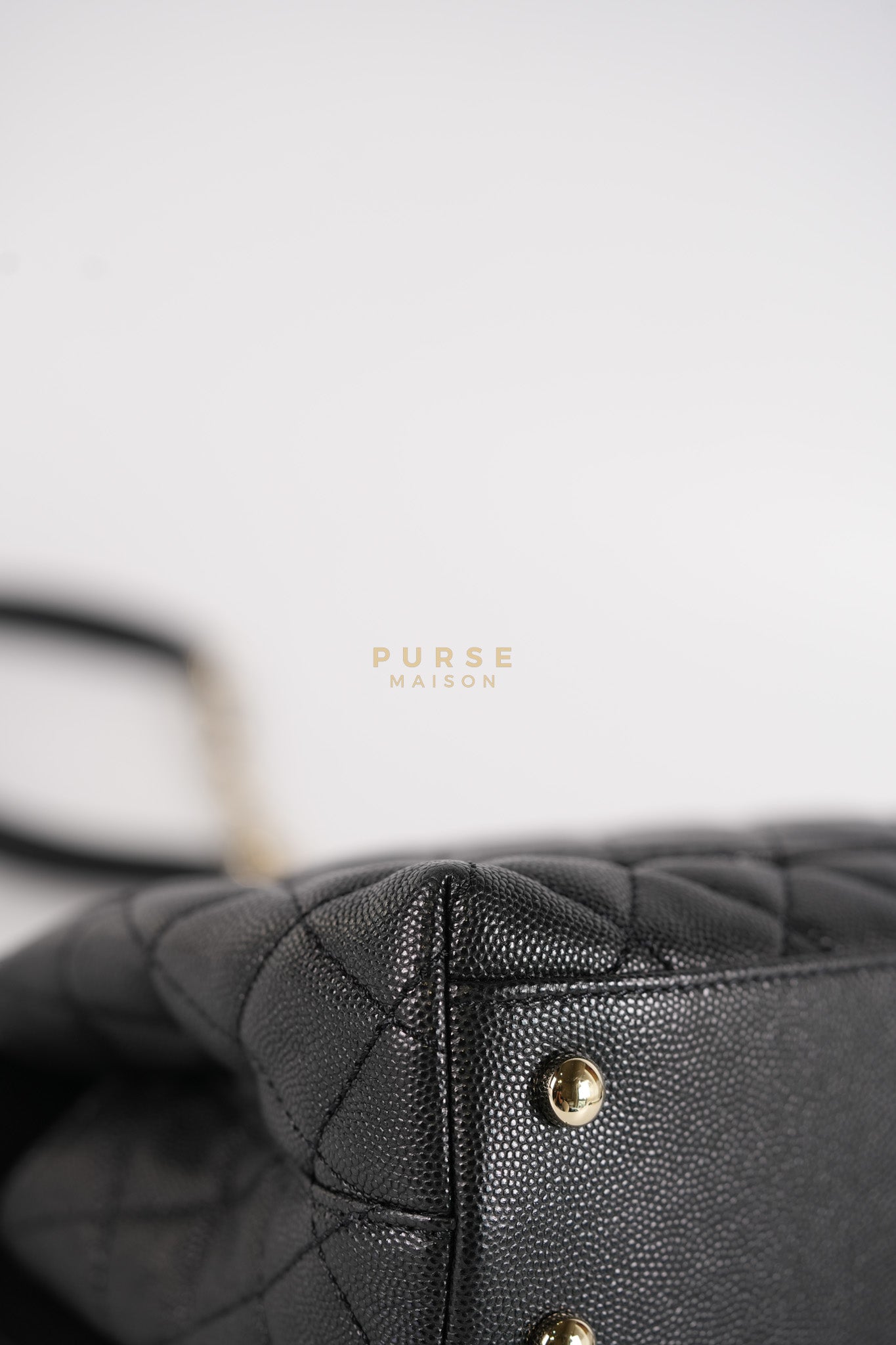 Coco Handle Small Black in Caviar Leather and Light Gold Hardware Microchip | Purse Maison Luxury Bags Shop