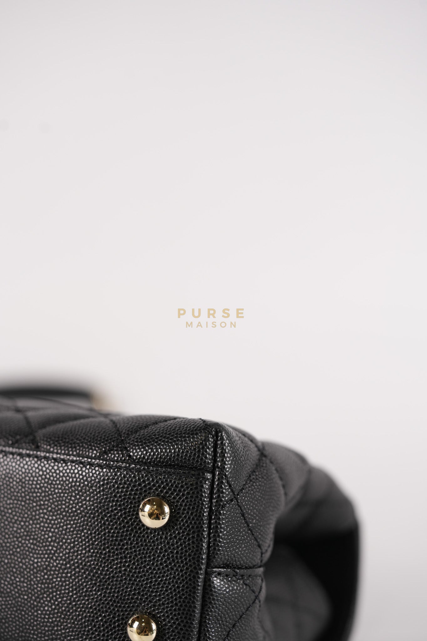 Coco Handle Small Black in Caviar Leather and Light Gold Hardware Microchip | Purse Maison Luxury Bags Shop