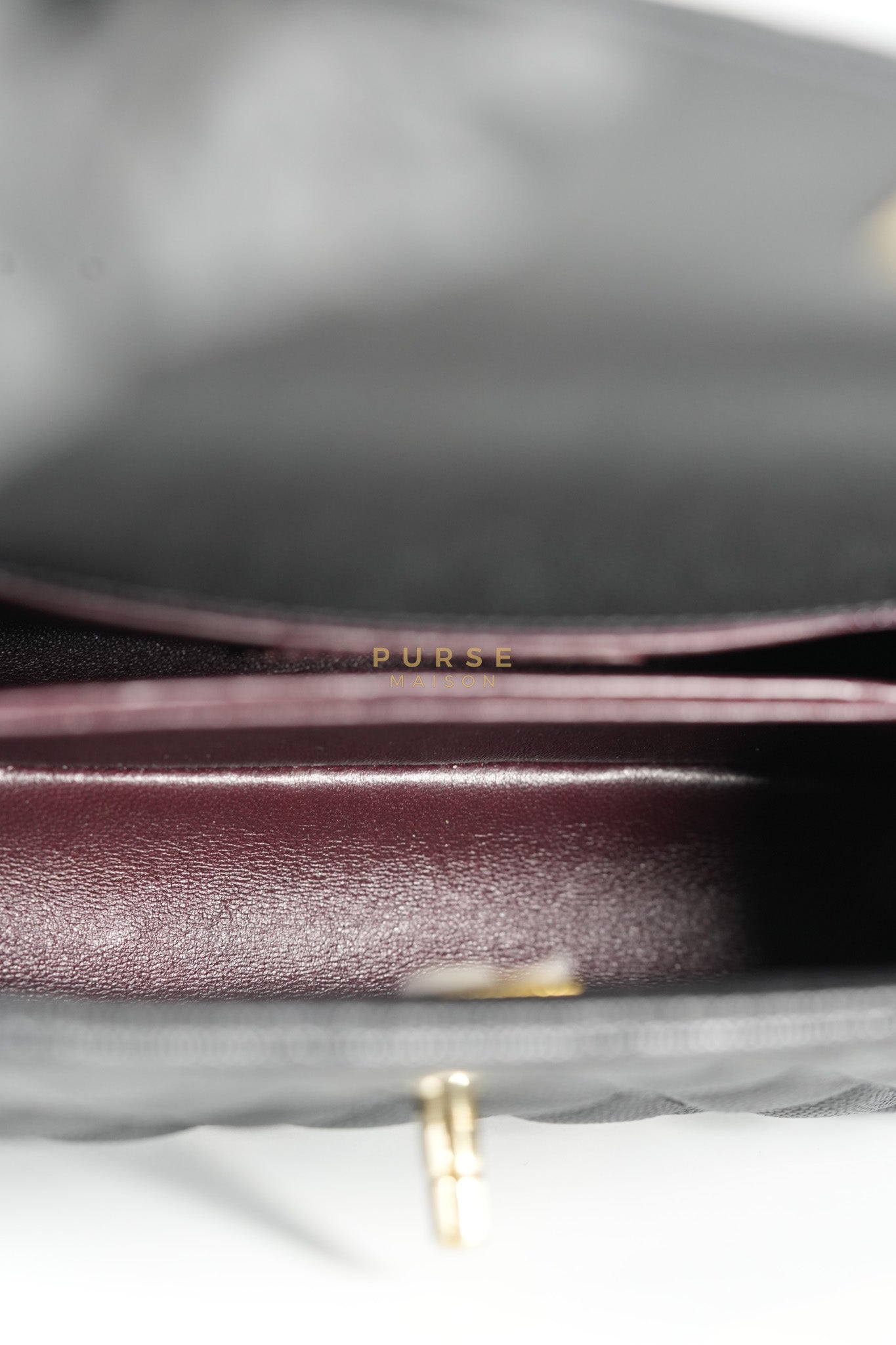 Coco Handle Small Black in Caviar Leather and Light Gold Hardware Microchip | Purse Maison Luxury Bags Shop