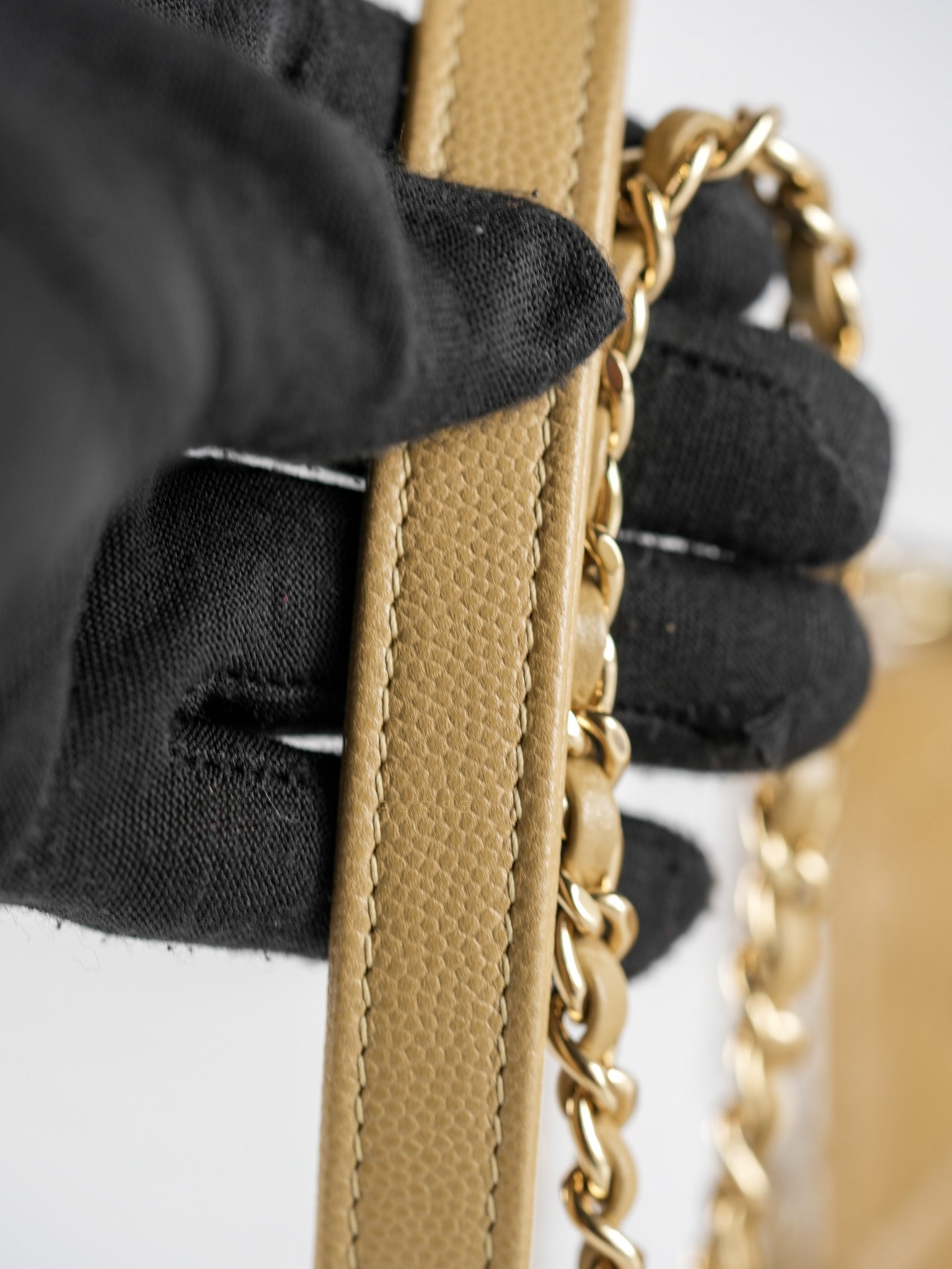 Coco Handle Small in Beige Caviar Leather White Gold Hardware(Microchip) | Purse Maison Luxury Bags Shop