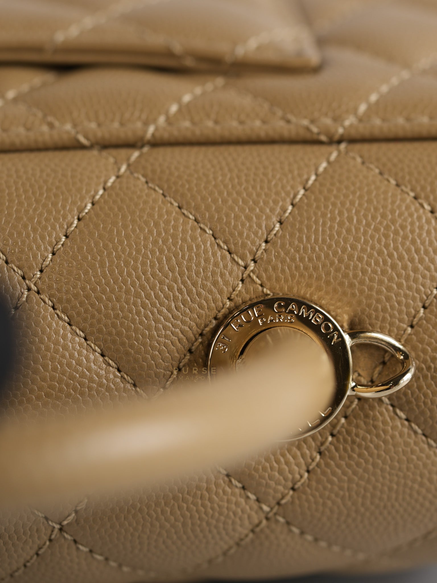 Coco Handle Small in Beige Caviar Leather White Gold Hardware(Microchip) | Purse Maison Luxury Bags Shop