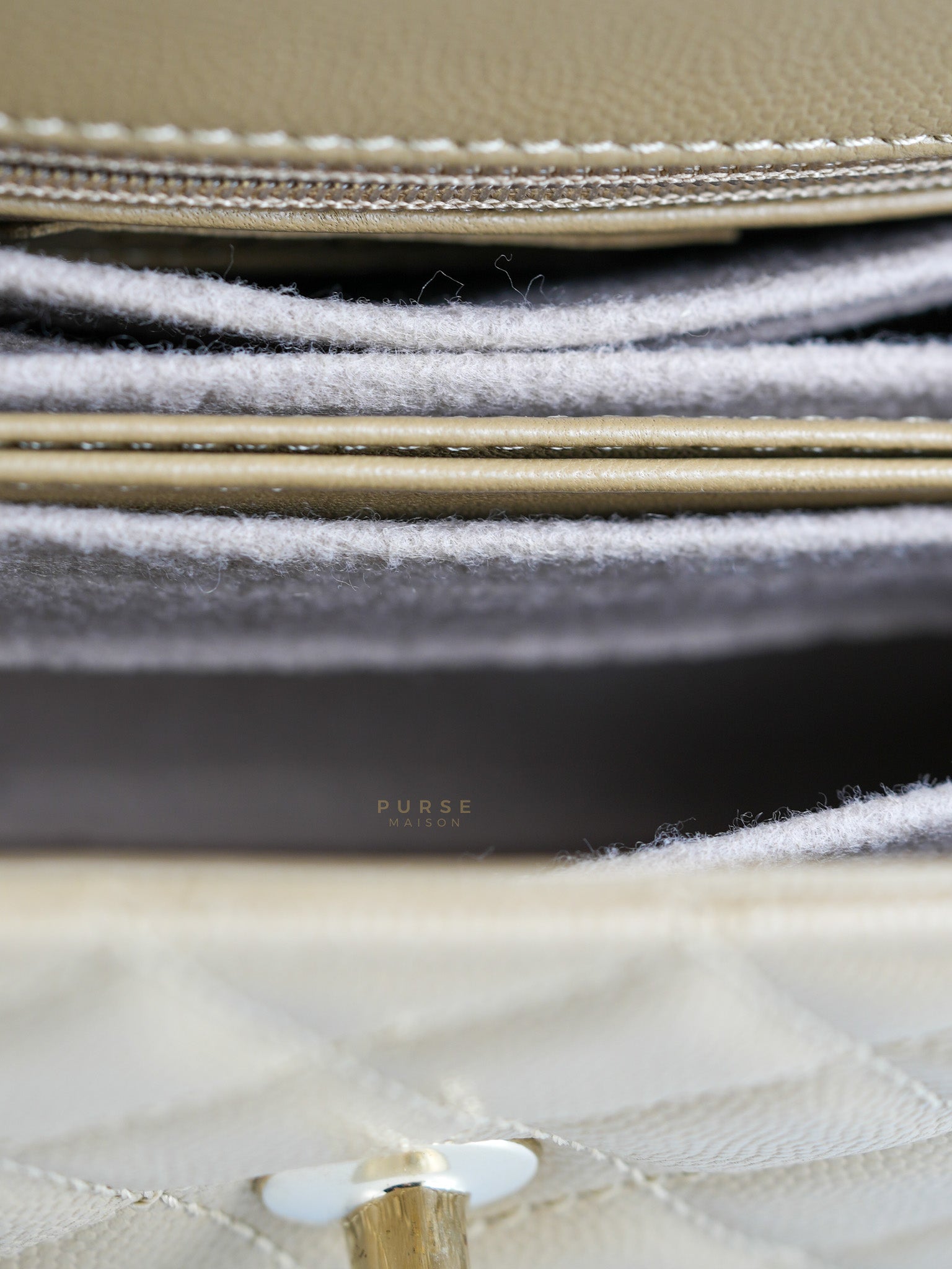 Coco Handle Small in Beige Caviar Leather White Gold Hardware(Microchip) | Purse Maison Luxury Bags Shop