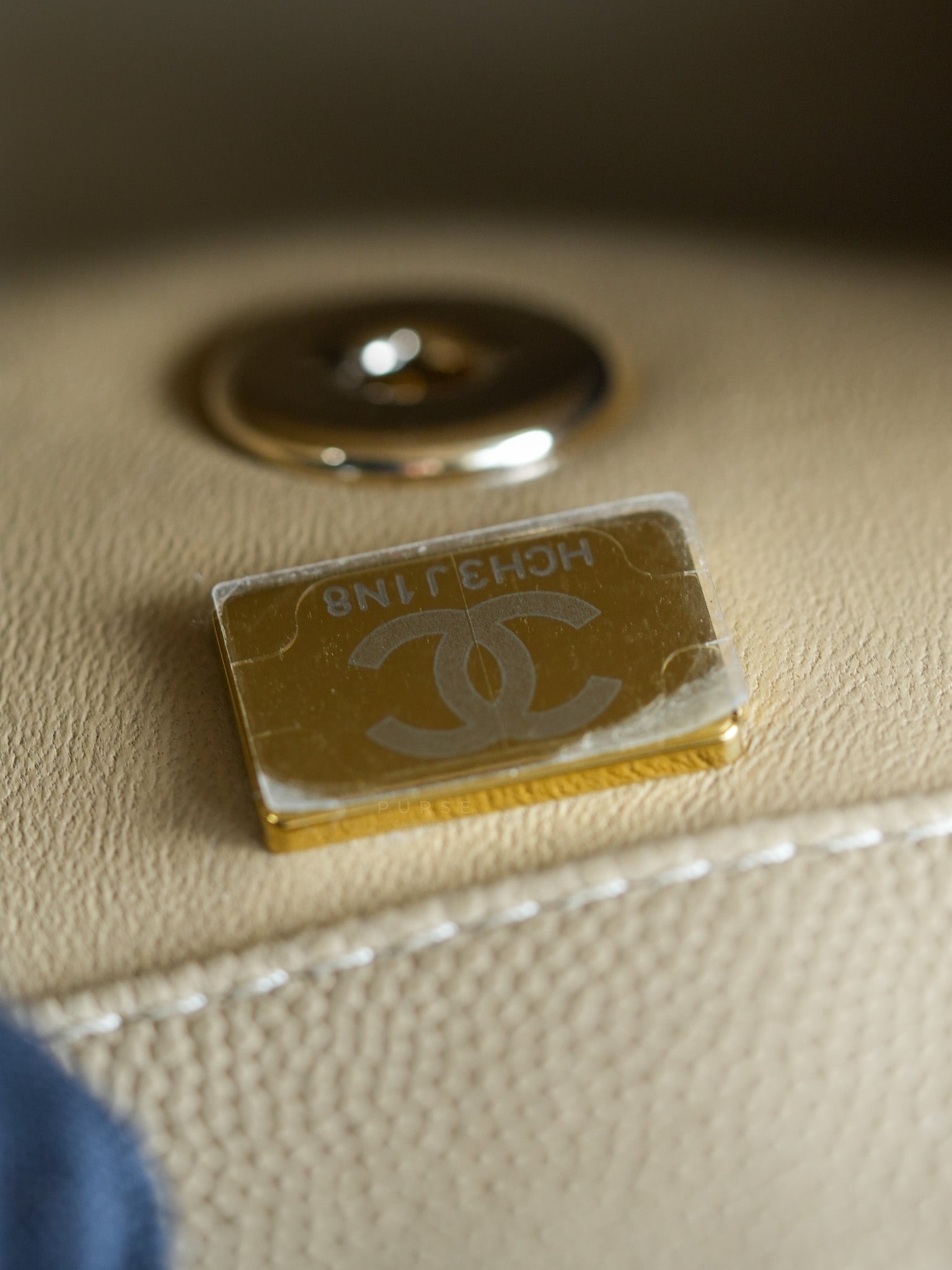 Coco Handle Small in Beige Caviar Leather White Gold Hardware(Microchip) | Purse Maison Luxury Bags Shop