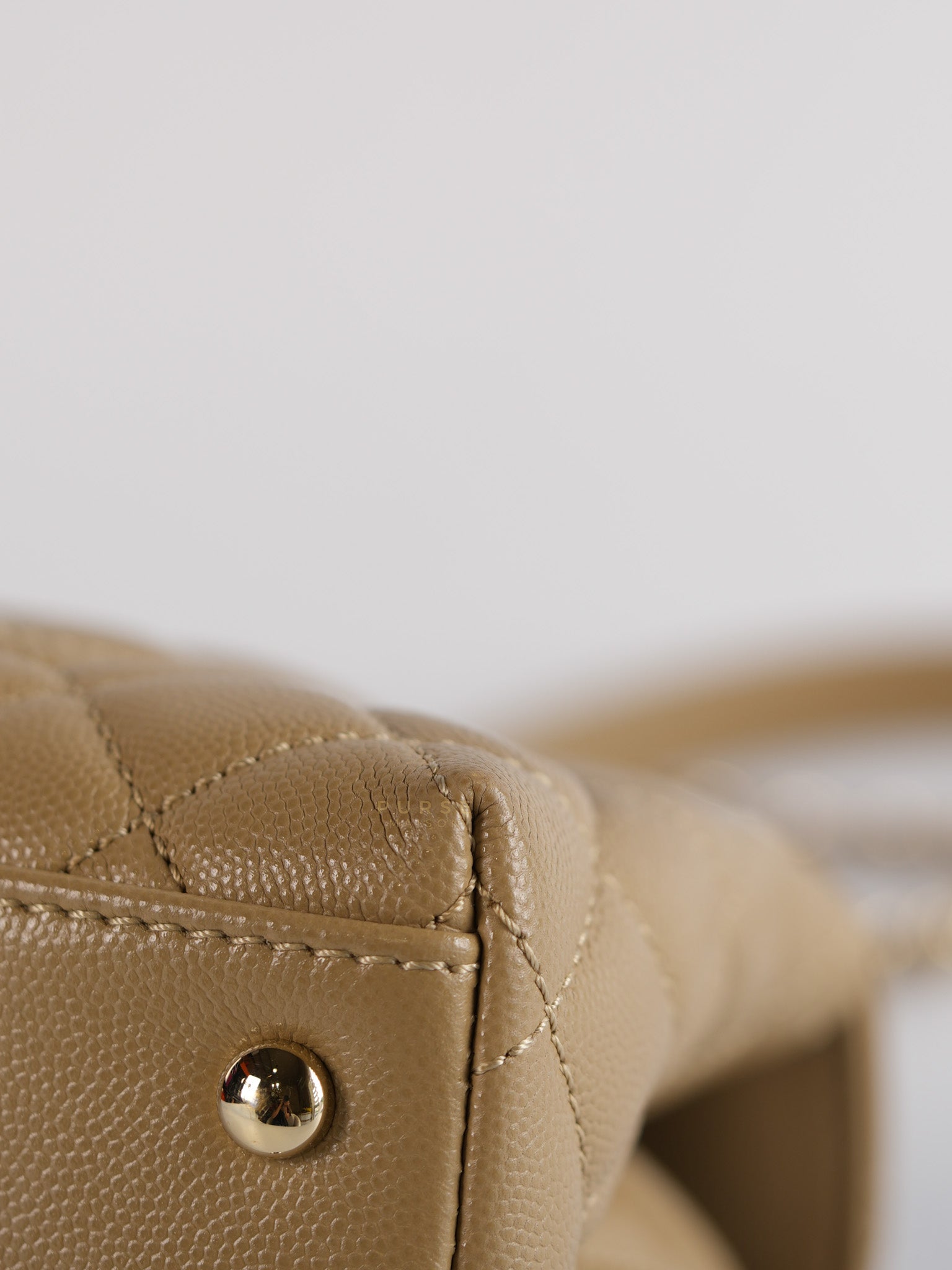 Coco Handle Small in Beige Caviar Leather White Gold Hardware(Microchip) | Purse Maison Luxury Bags Shop