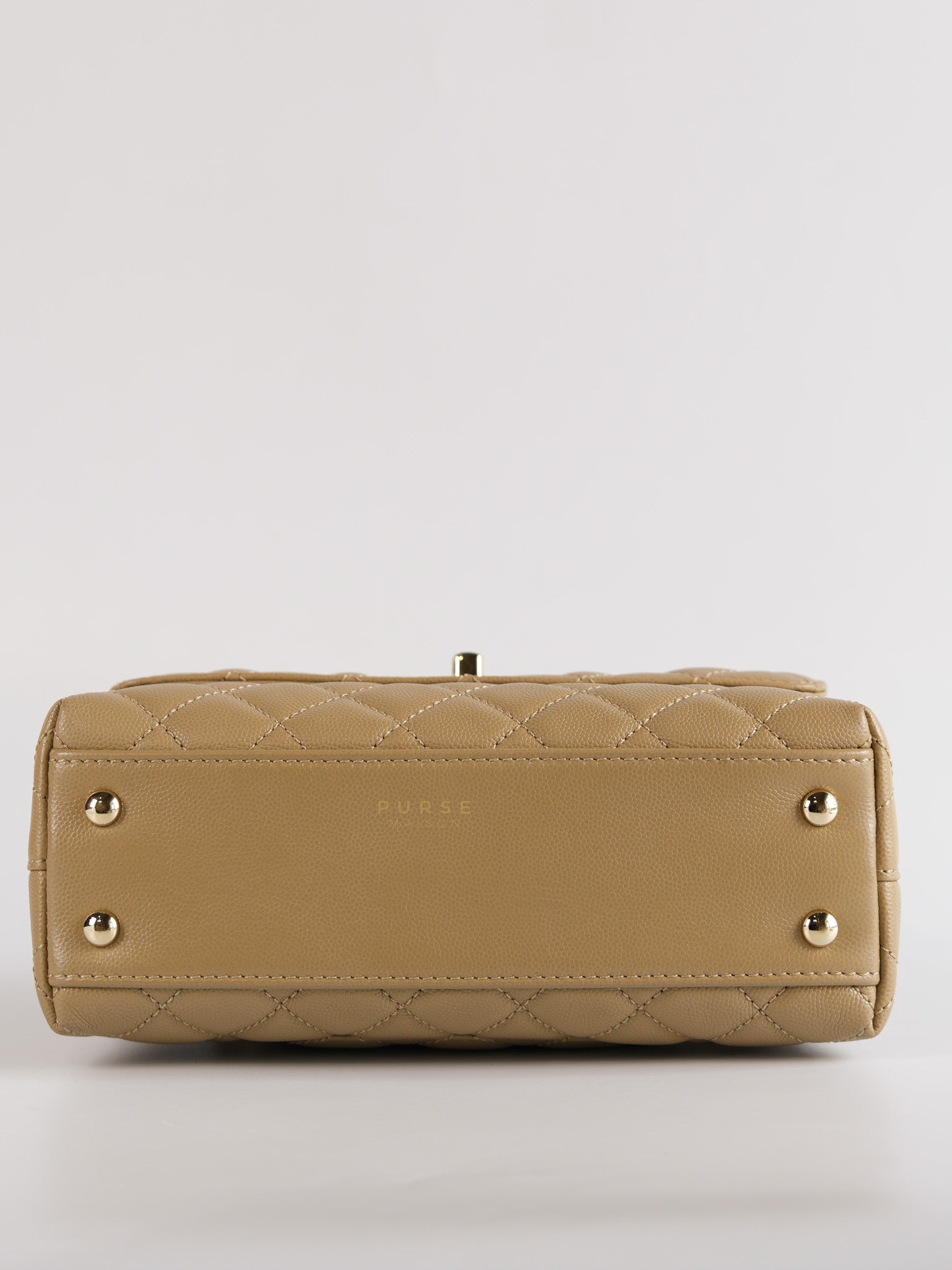 Coco Handle Small in Beige Caviar Leather White Gold Hardware(Microchip) | Purse Maison Luxury Bags Shop