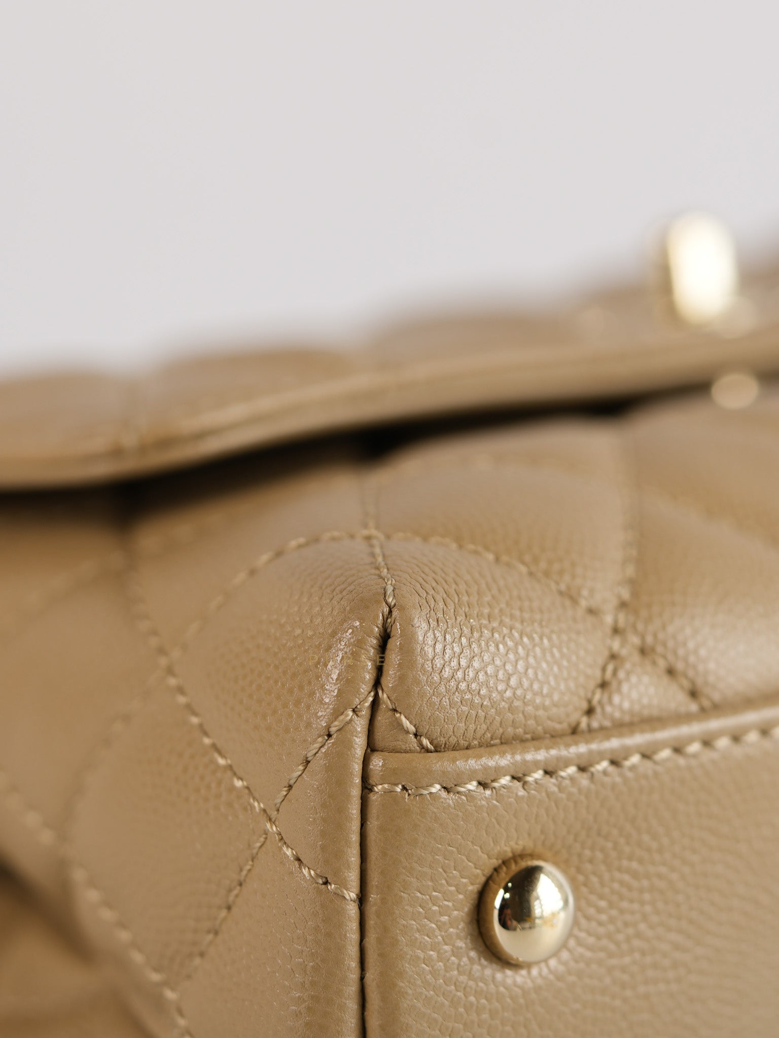 Coco Handle Small in Beige Caviar Leather White Gold Hardware(Microchip) | Purse Maison Luxury Bags Shop