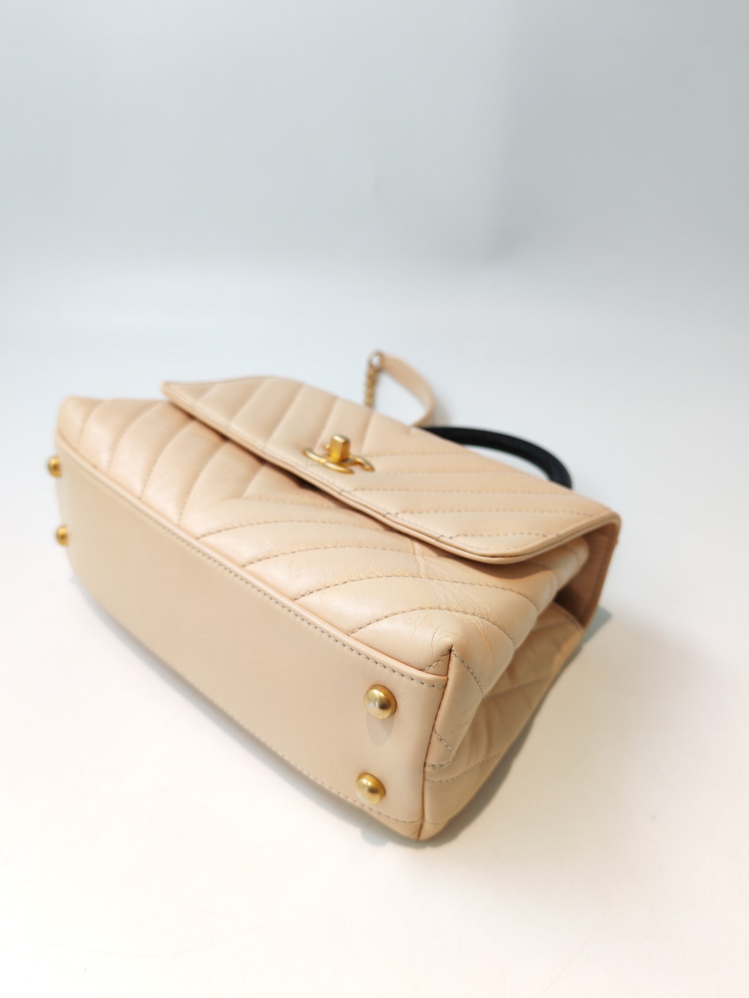 Coco Handle Small in Beige Lizard Embossed Handle & Aged Gold Hardware(Series 25) | Purse Maison Luxury Bags Shop