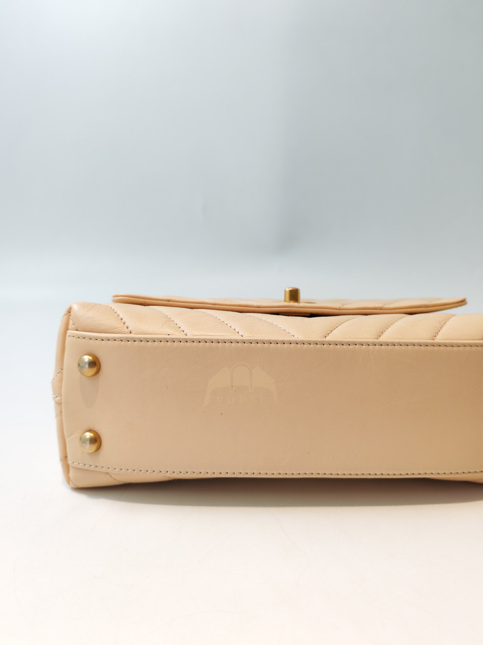 Coco Handle Small in Beige Lizard Embossed Handle & Aged Gold Hardware(Series 25) | Purse Maison Luxury Bags Shop