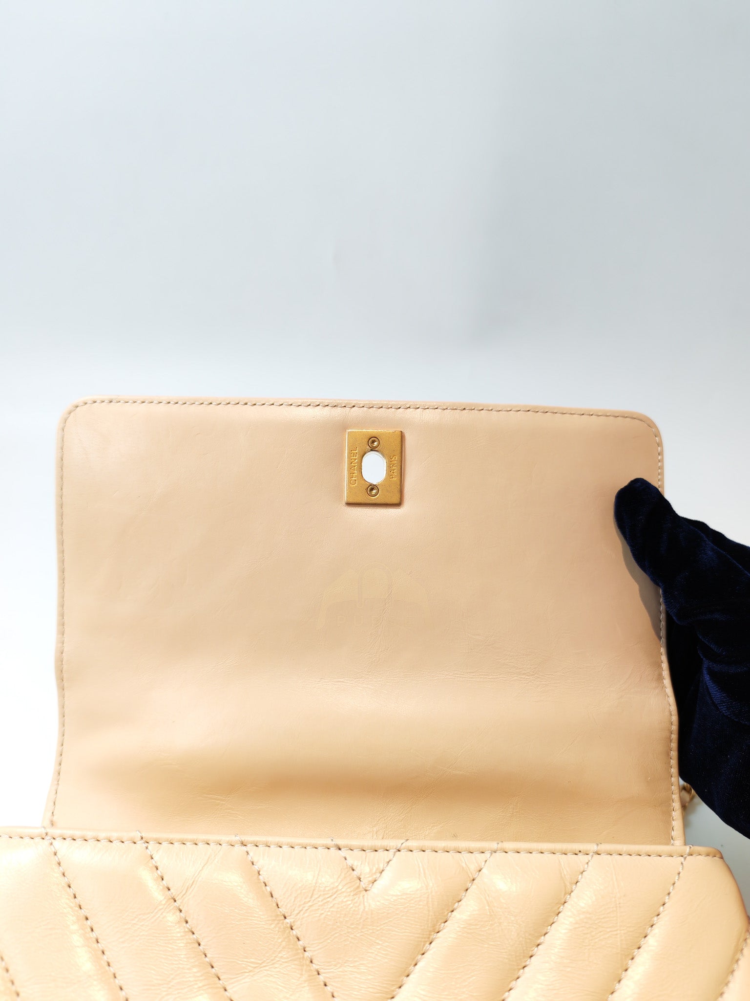 Coco Handle Small in Beige Lizard Embossed Handle & Aged Gold Hardware(Series 25) | Purse Maison Luxury Bags Shop