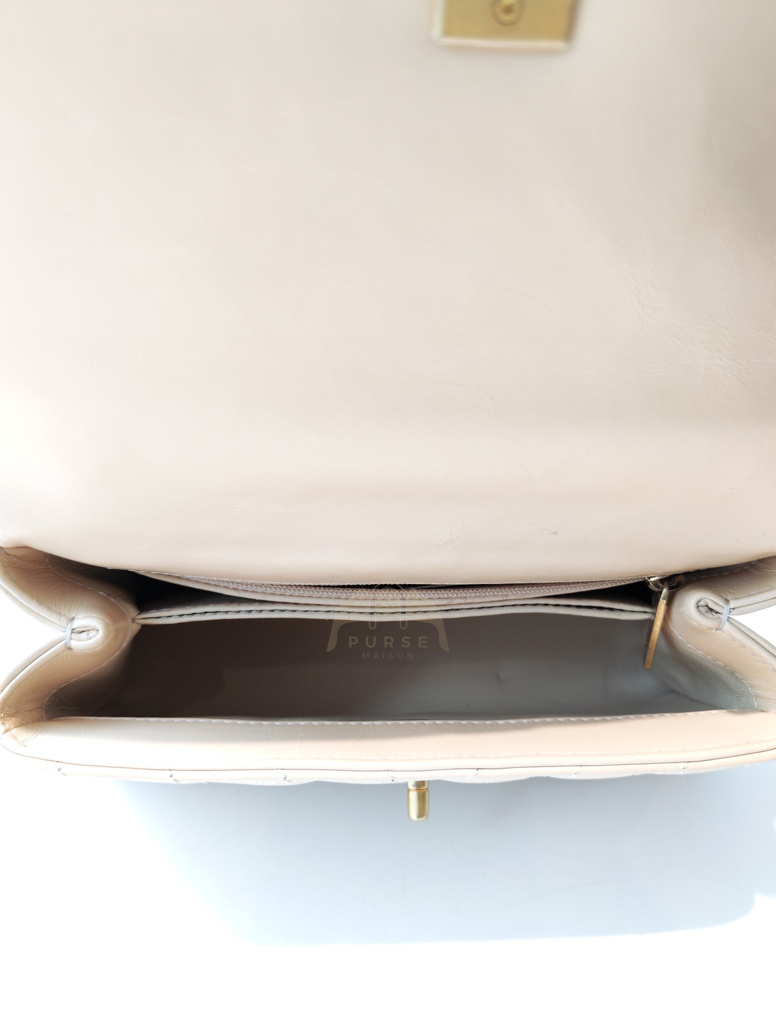 Coco Handle Small in Beige Lizard Embossed Handle & Aged Gold Hardware(Series 25) | Purse Maison Luxury Bags Shop