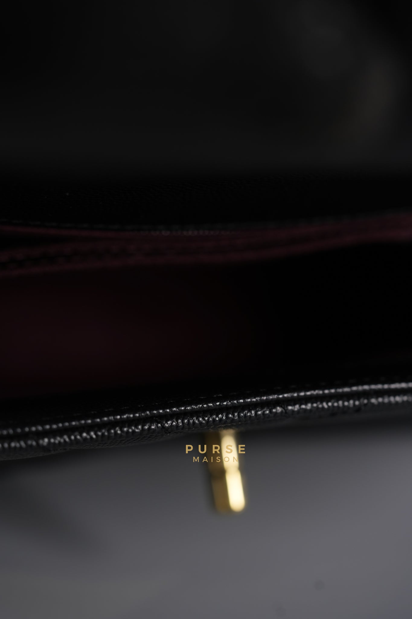 Coco Handle Small in Black Caviar Chevron Leather and Light Gold Hardware Series 29 | Purse Maison Luxury Bags Shop