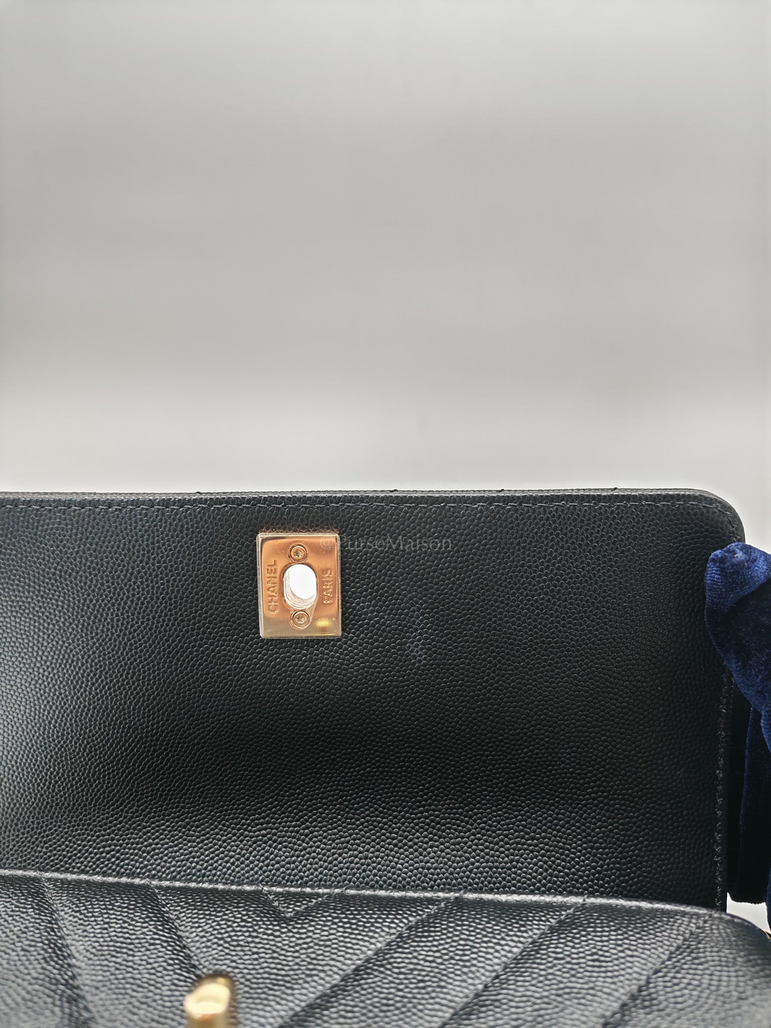 Coco Handle Small in Chevron Caviar Leather and Light Gold Hardware Series 29 | Purse Maison Luxury Bags Shop