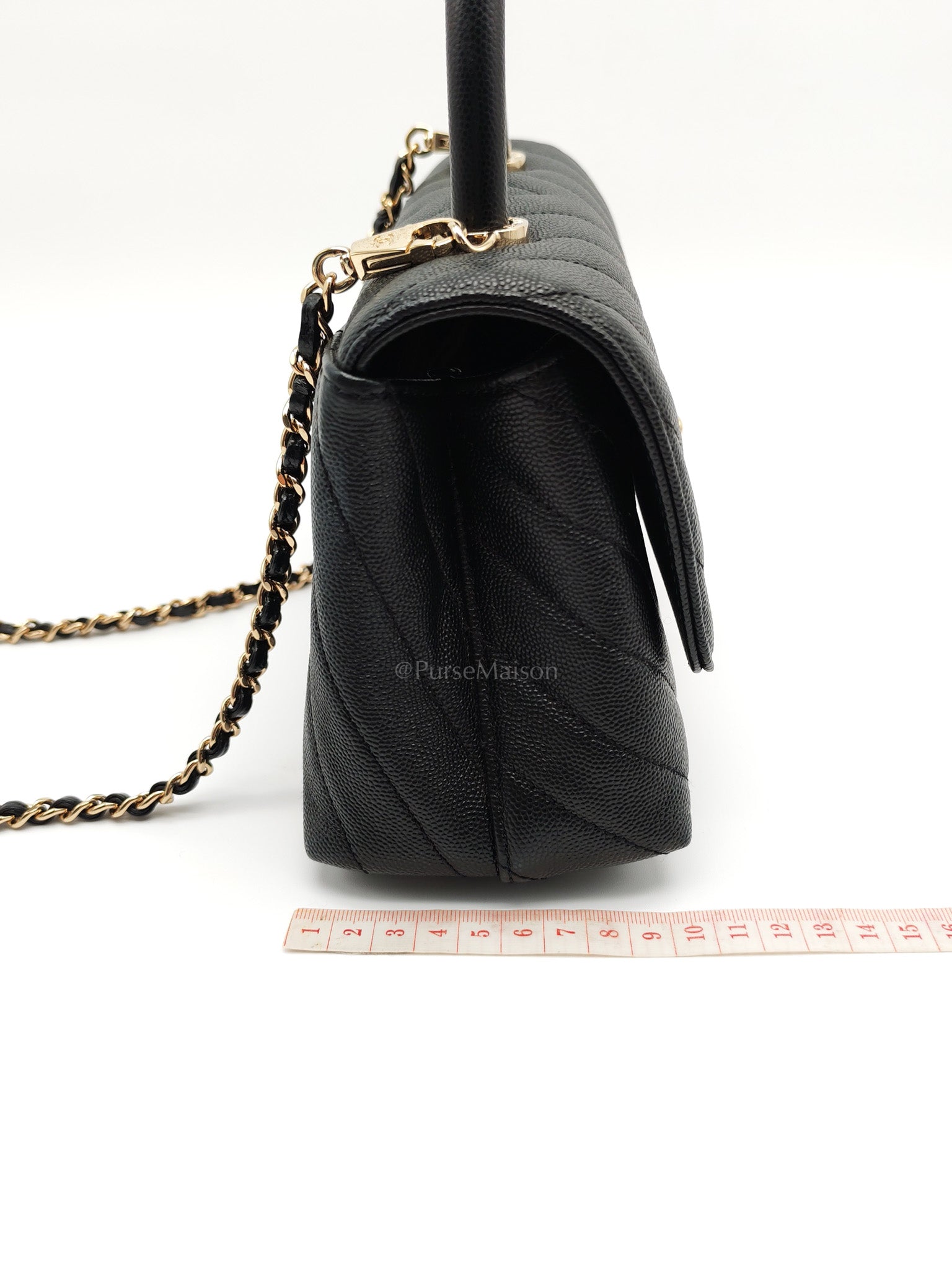 Coco Handle Small in Chevron Caviar Leather and Light Gold Hardware Series 29 | Purse Maison Luxury Bags Shop