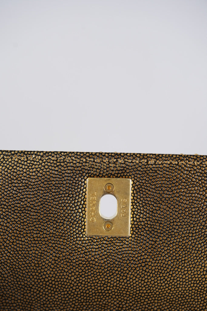 Coco Handle Small in Gold Quilted Caviar Leather and Aged Gold Hardware (Series 28) | Purse Maison Luxury Bags Shop