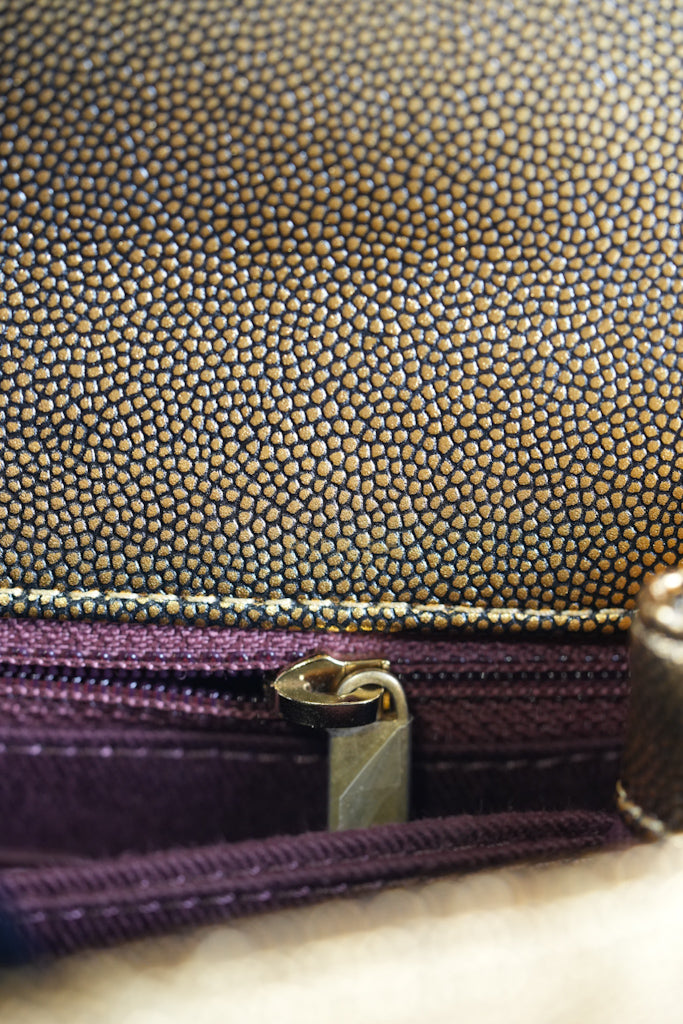 Coco Handle Small in Gold Quilted Caviar Leather and Aged Gold Hardware (Series 28) | Purse Maison Luxury Bags Shop