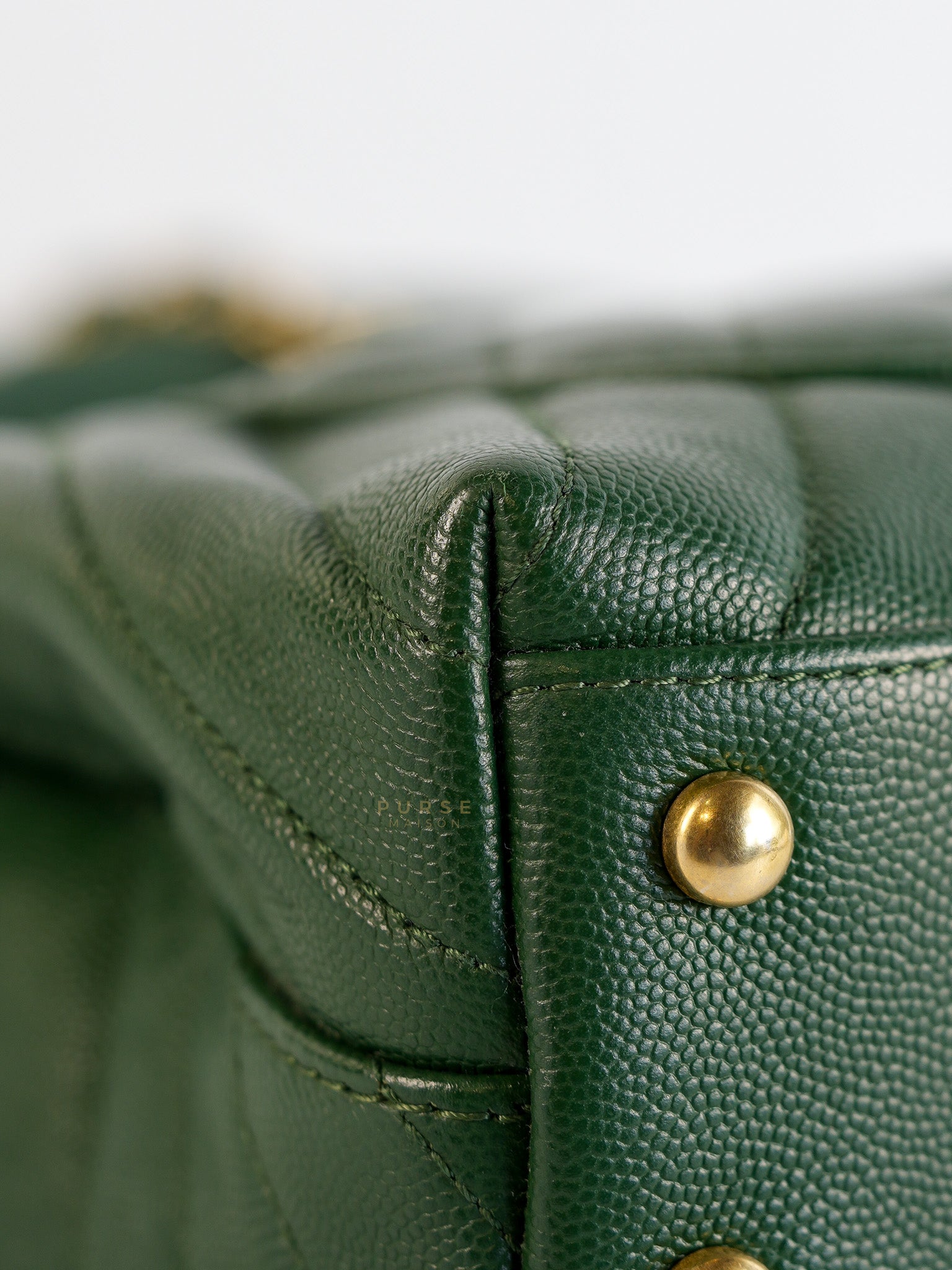 Coco Handle Small in Green Chevron and Aged Gold Hardware Series 26 | Purse Maison Luxury Bags Shop