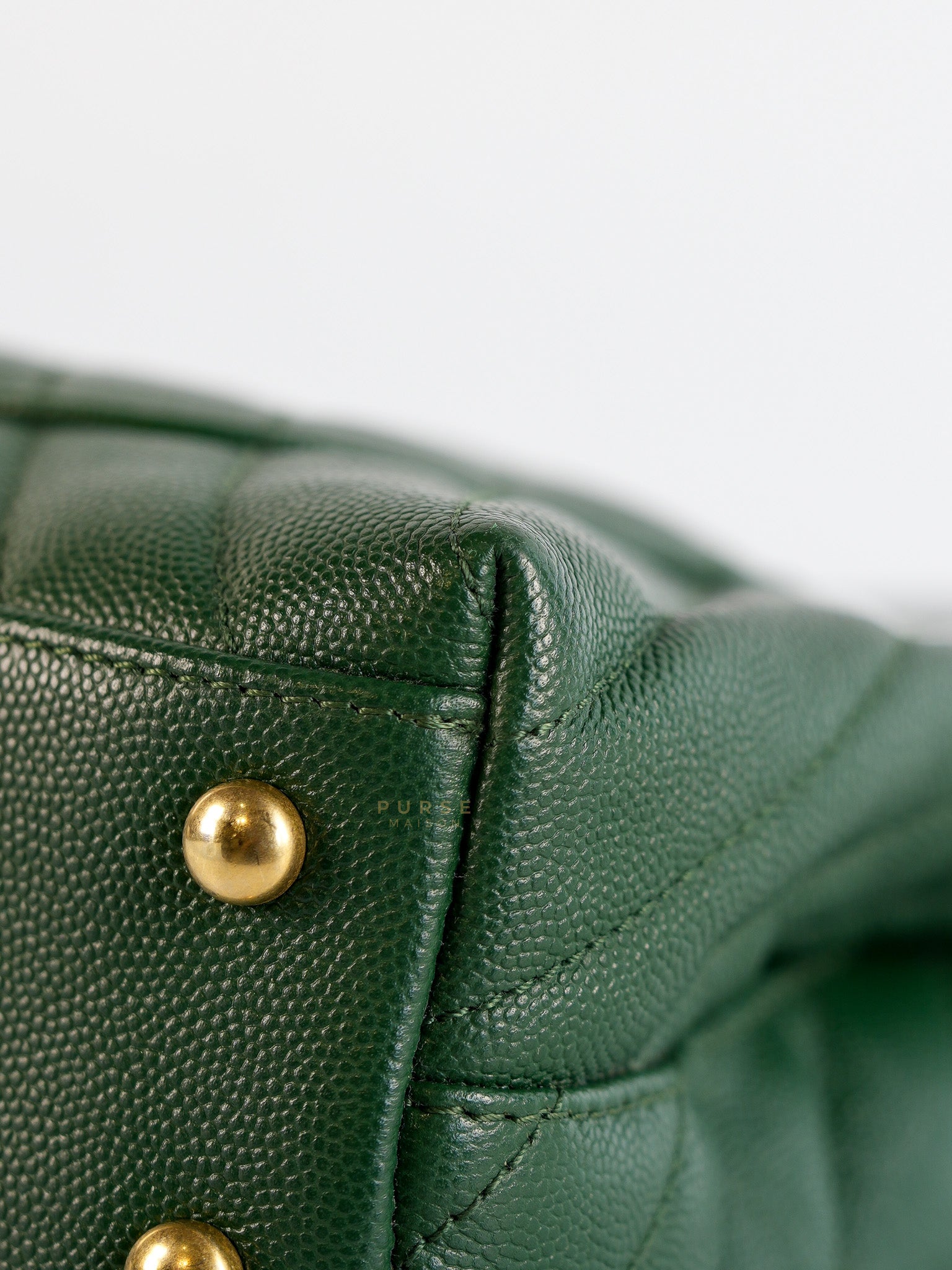 Coco Handle Small in Green Chevron and Aged Gold Hardware Series 26 | Purse Maison Luxury Bags Shop