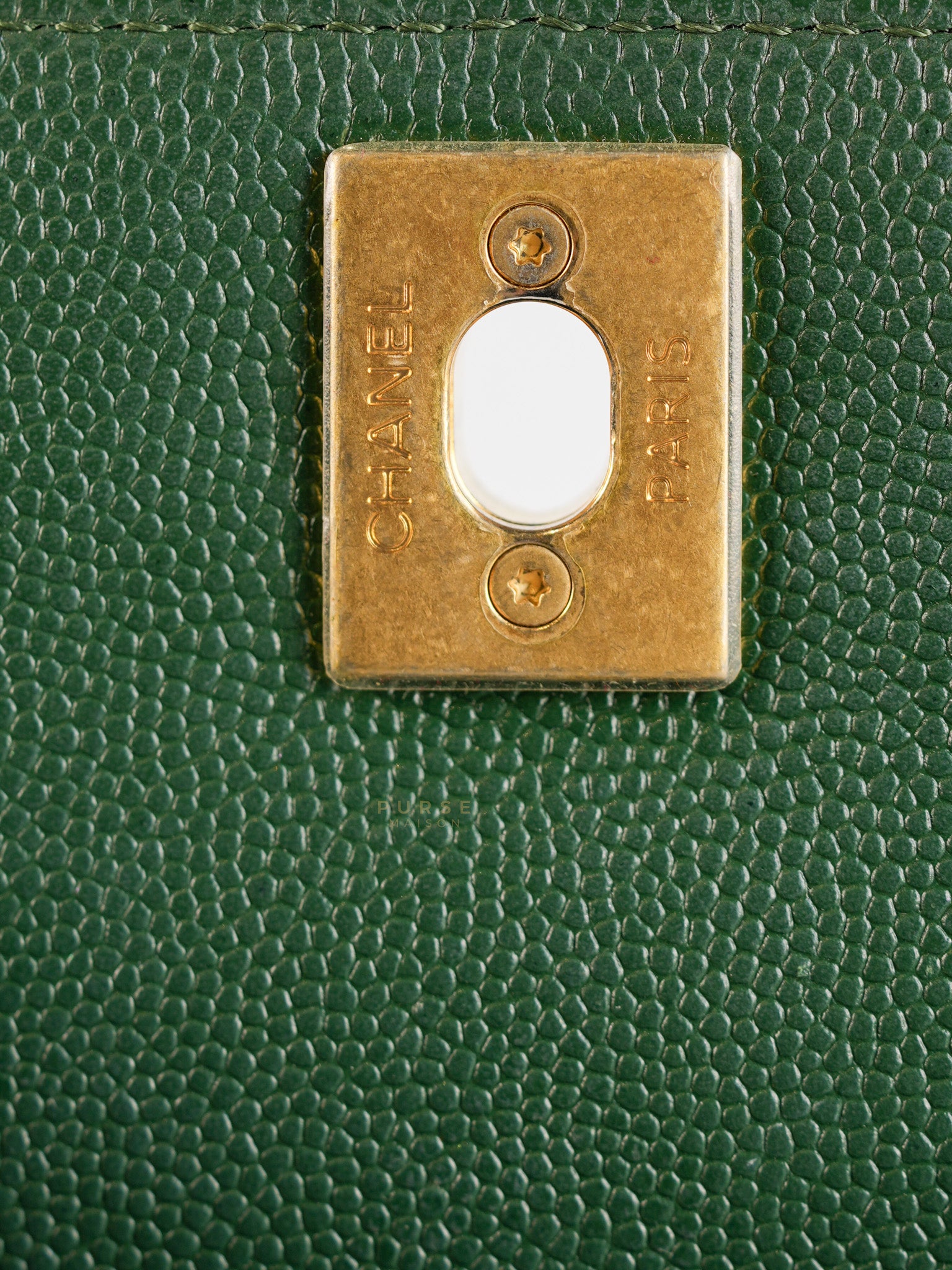 Coco Handle Small in Green Chevron and Aged Gold Hardware Series 26 | Purse Maison Luxury Bags Shop