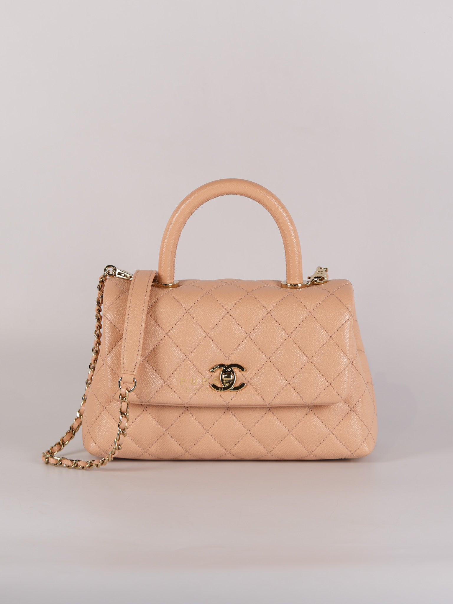 Coco Handle Small in Light Pink Caviar Leather & Light Gold Hardware (Series 31) | Purse Maison Luxury Bags Shop