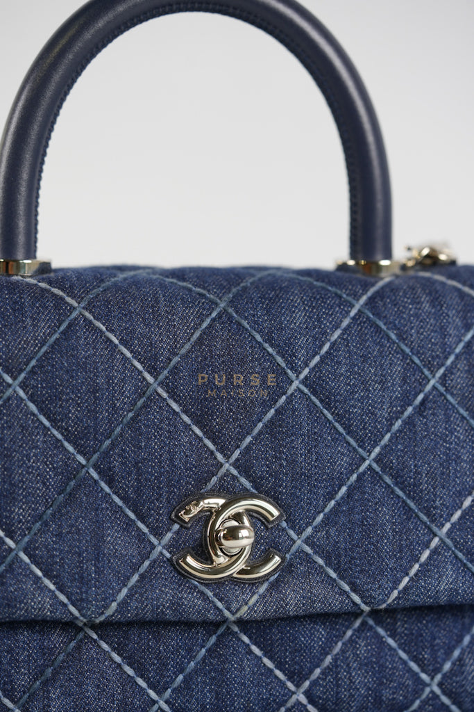 Coco Handle Small in Quilted Denim and Silver Hardware Series 27 | Purse Maison Luxury Bags Shop