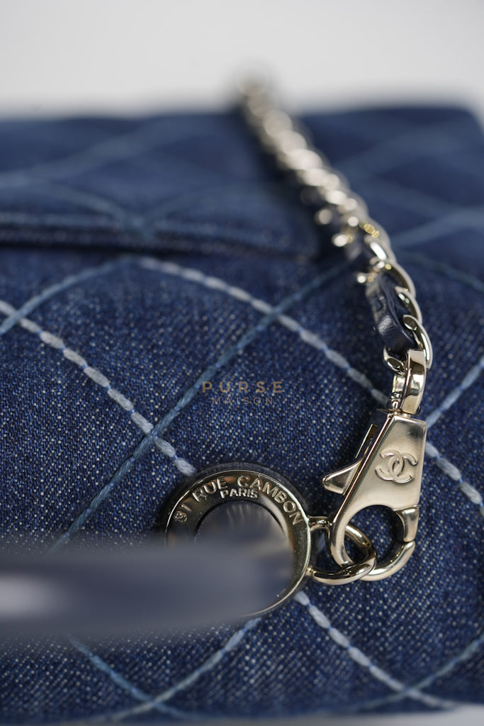 Coco Handle Small in Quilted Denim and Silver Hardware Series 27 | Purse Maison Luxury Bags Shop