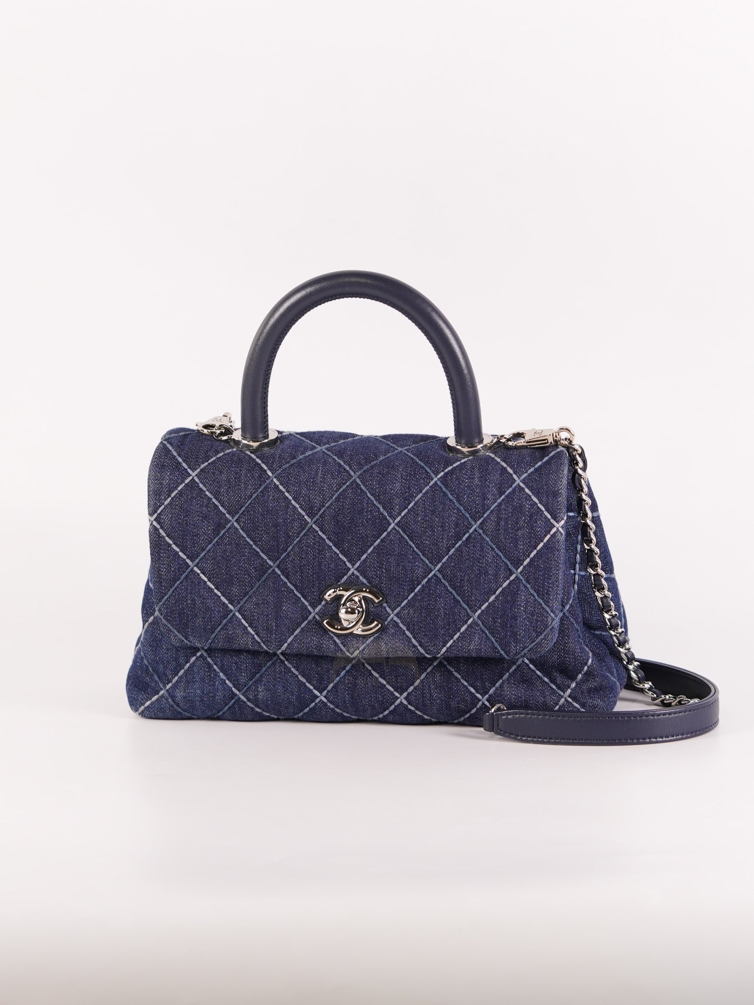 Coco Handle Small in Quilted Denim and Silver Hardware Series 27 | Purse Maison Luxury Bags Shop