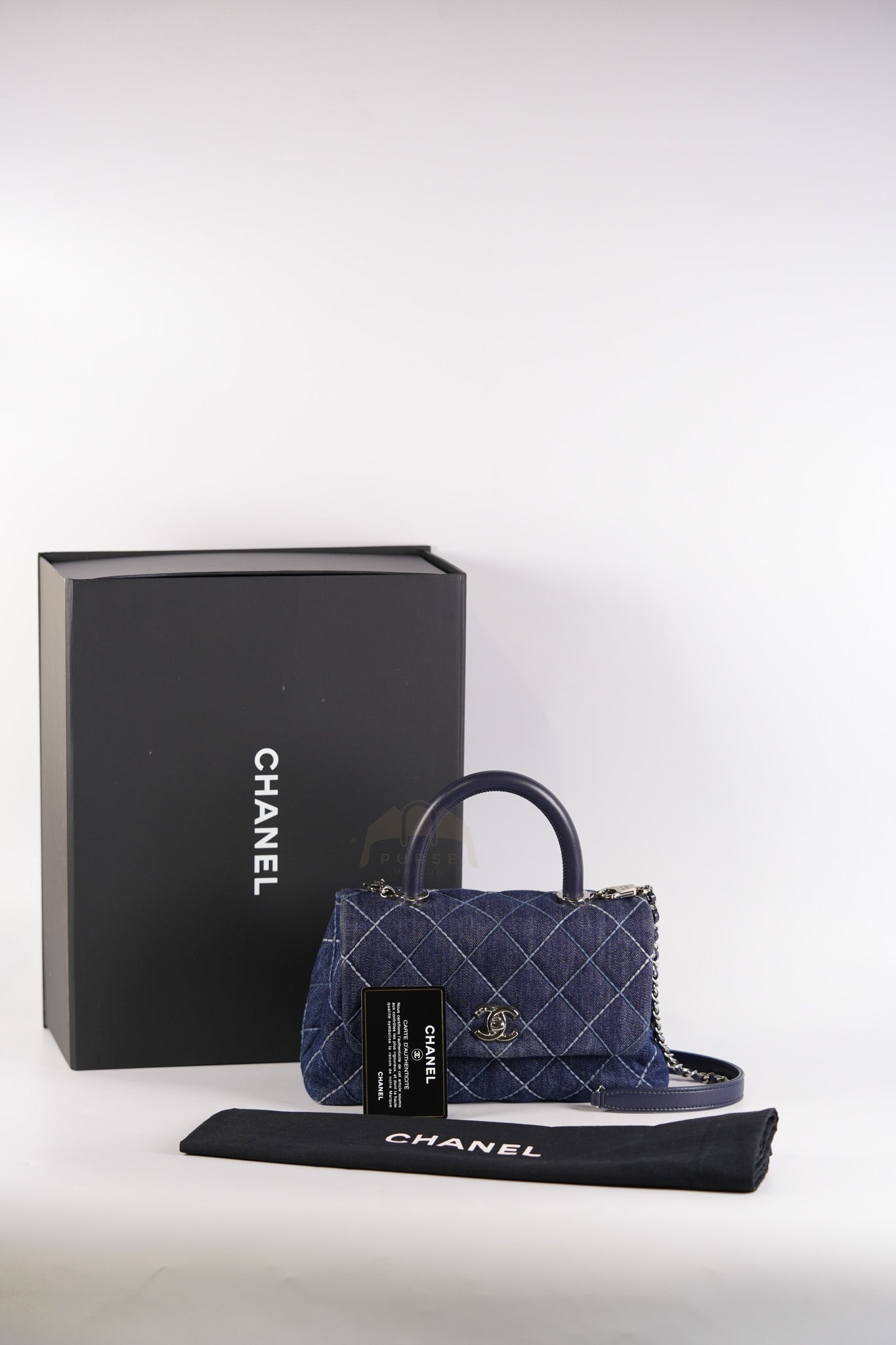 Coco Handle Small in Quilted Denim and Silver Hardware Series 27 | Purse Maison Luxury Bags Shop