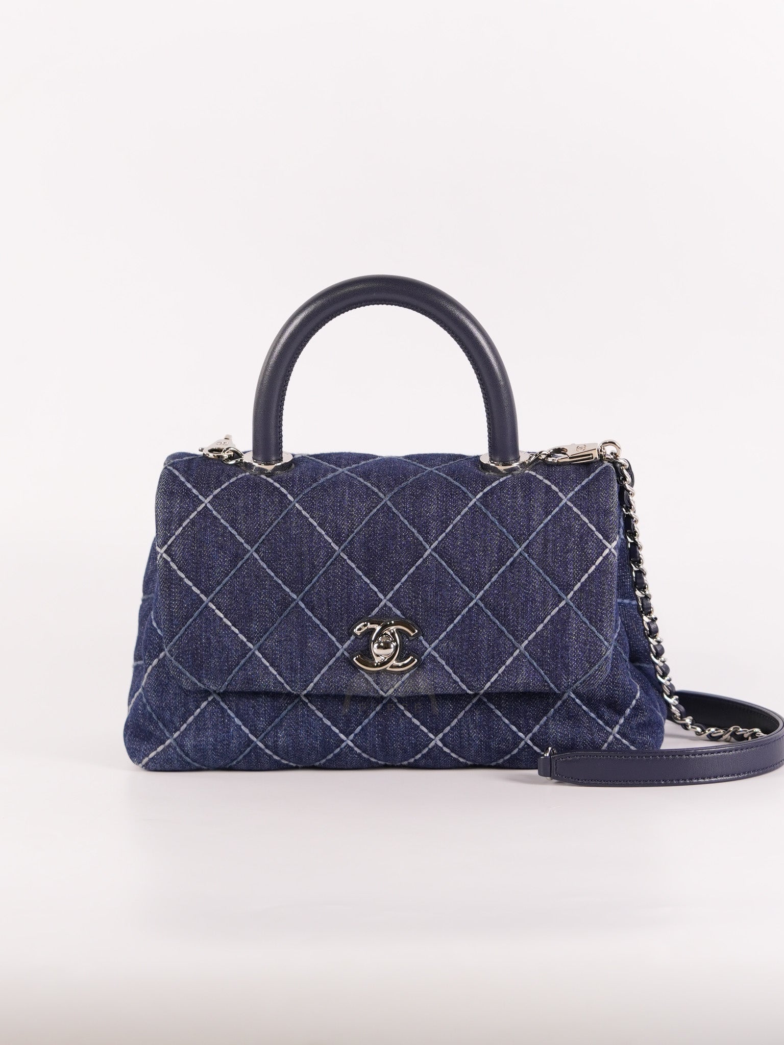 Coco Handle Small in Quilted Denim and Silver Hardware Series 27 | Purse Maison Luxury Bags Shop