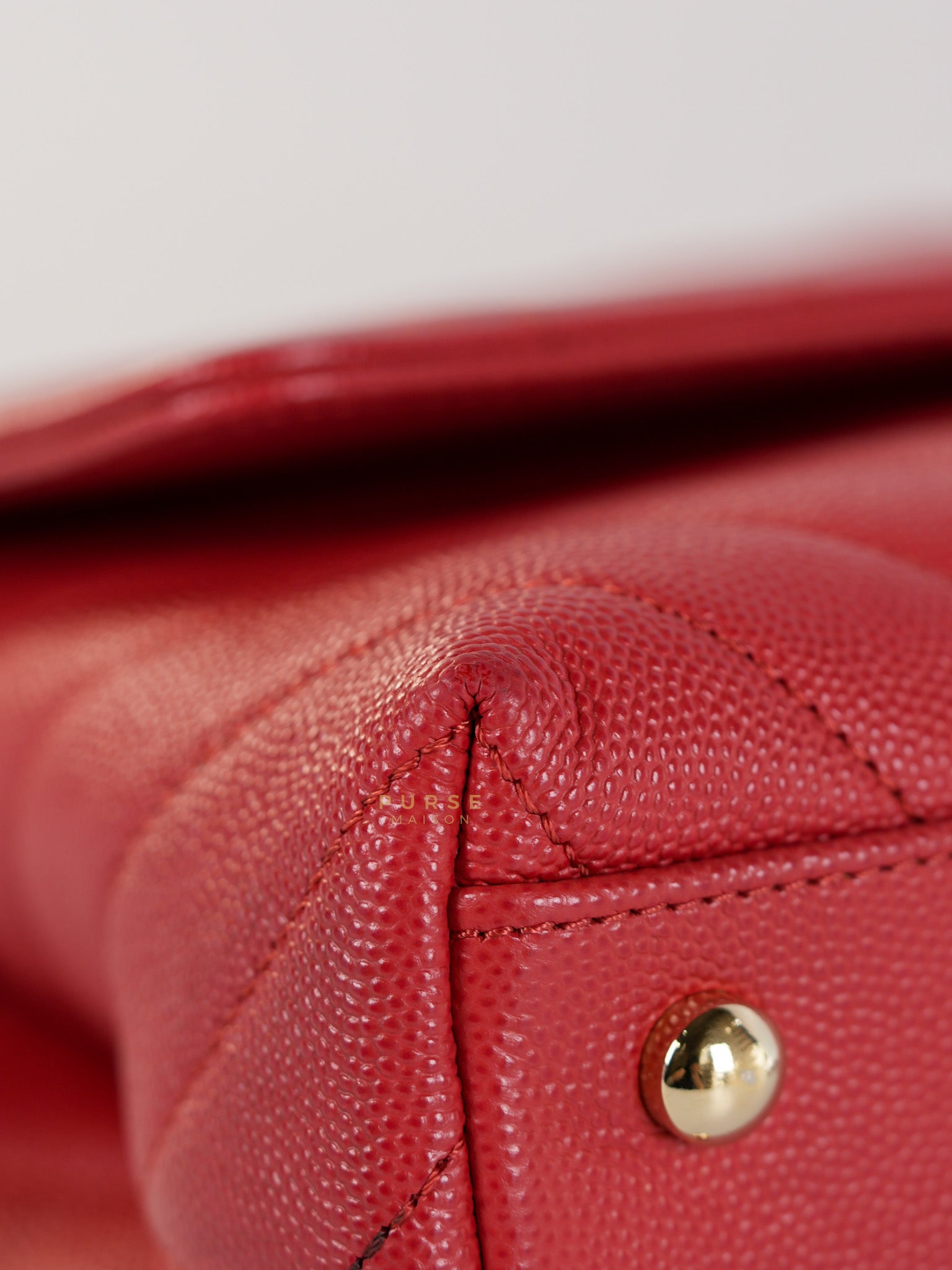 Coco Handle Small in Red Caviar Leather & Gold Hardware(Series 29) | Purse Maison Luxury Bags Shop