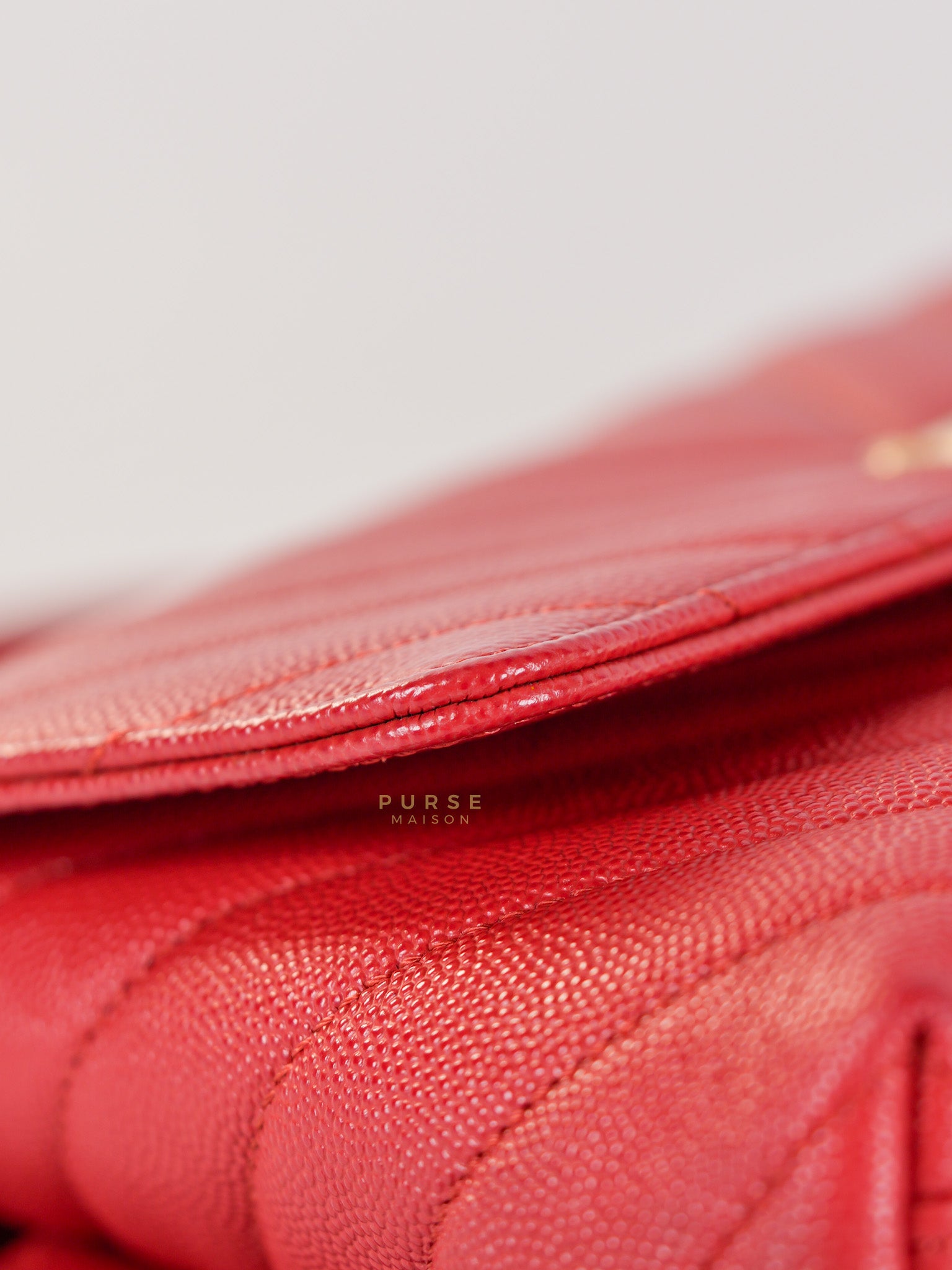 Coco Handle Small in Red Caviar Leather & Gold Hardware(Series 29) | Purse Maison Luxury Bags Shop