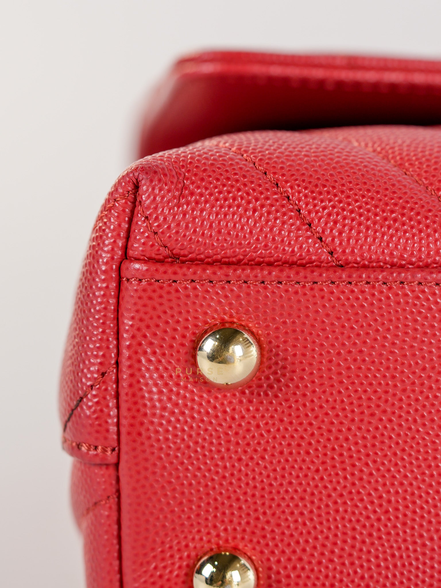 Coco Handle Small in Red Caviar Leather & Gold Hardware(Series 29) | Purse Maison Luxury Bags Shop