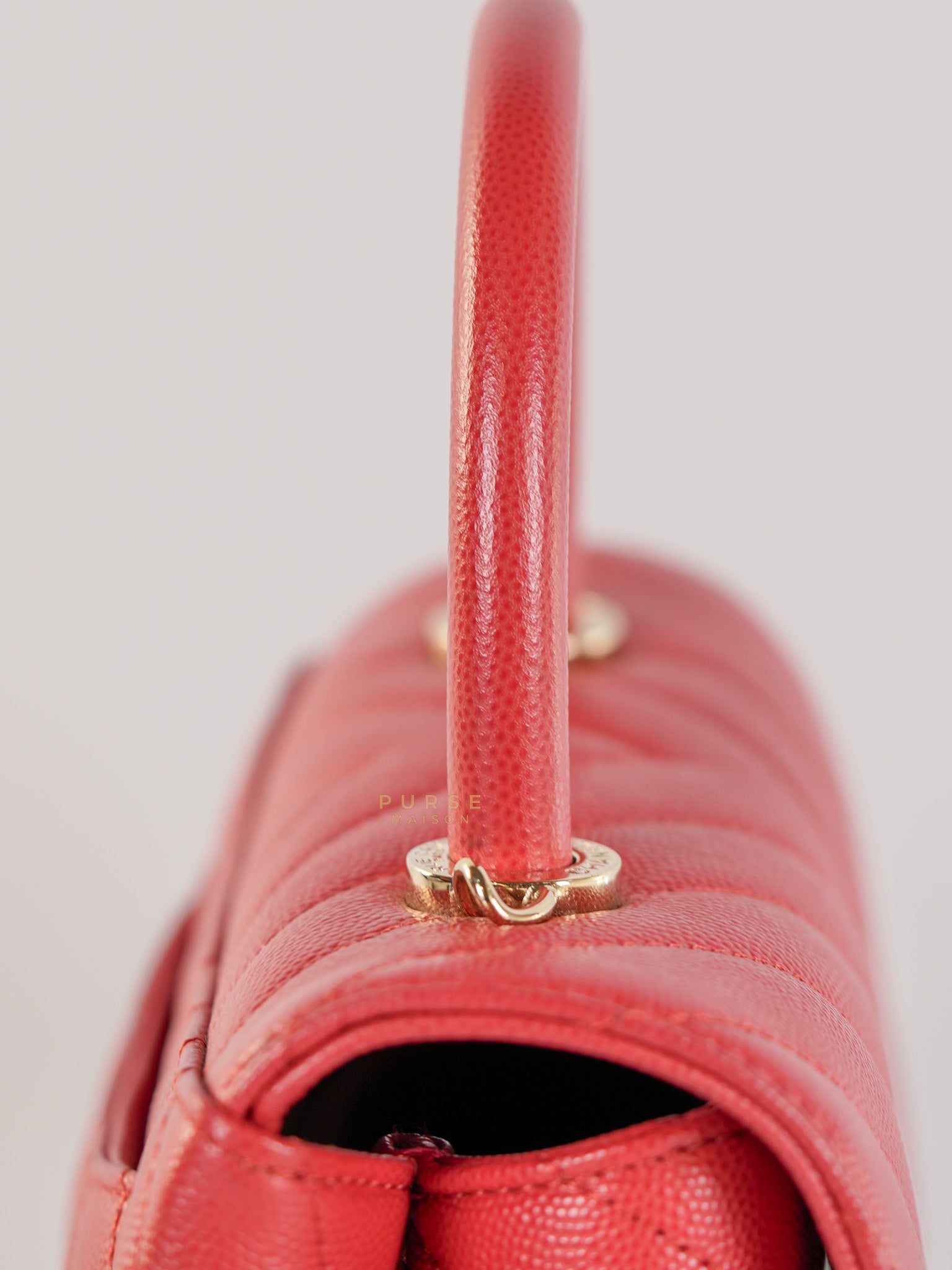 Coco Handle Small in Red Caviar Leather & Gold Hardware(Series 29) | Purse Maison Luxury Bags Shop
