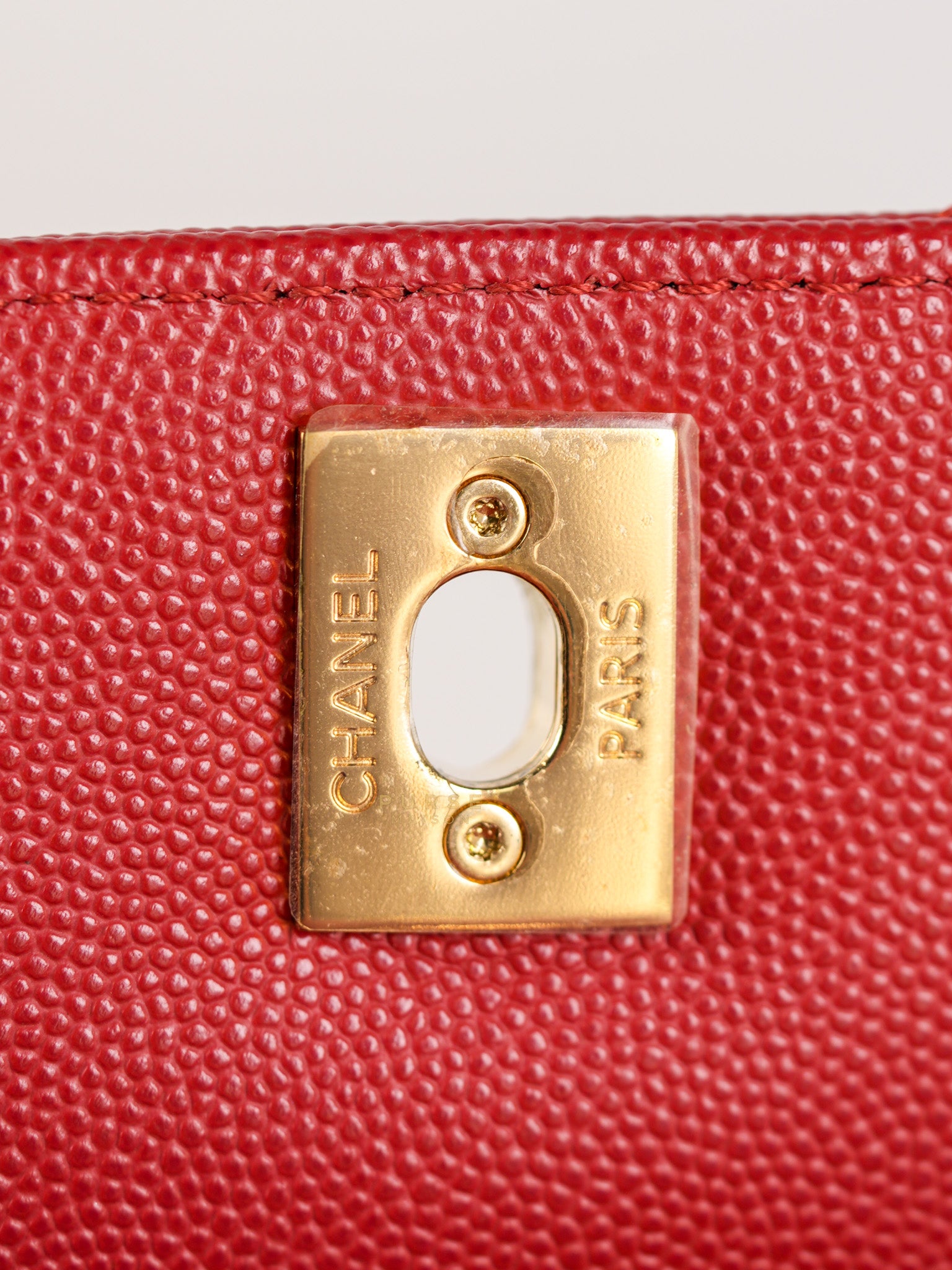 Coco Handle Small in Red Caviar Leather & Gold Hardware(Series 29) | Purse Maison Luxury Bags Shop