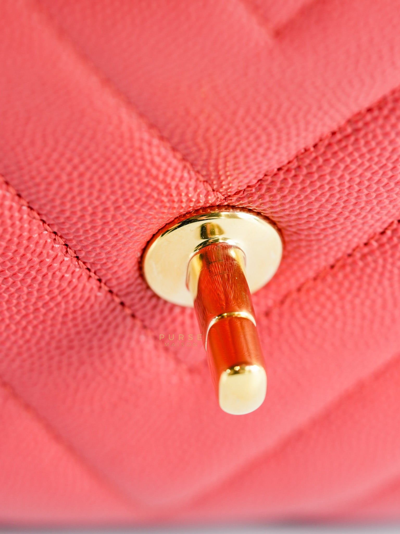 Coco Handle Small in Red Caviar Leather & Gold Hardware(Series 29) | Purse Maison Luxury Bags Shop