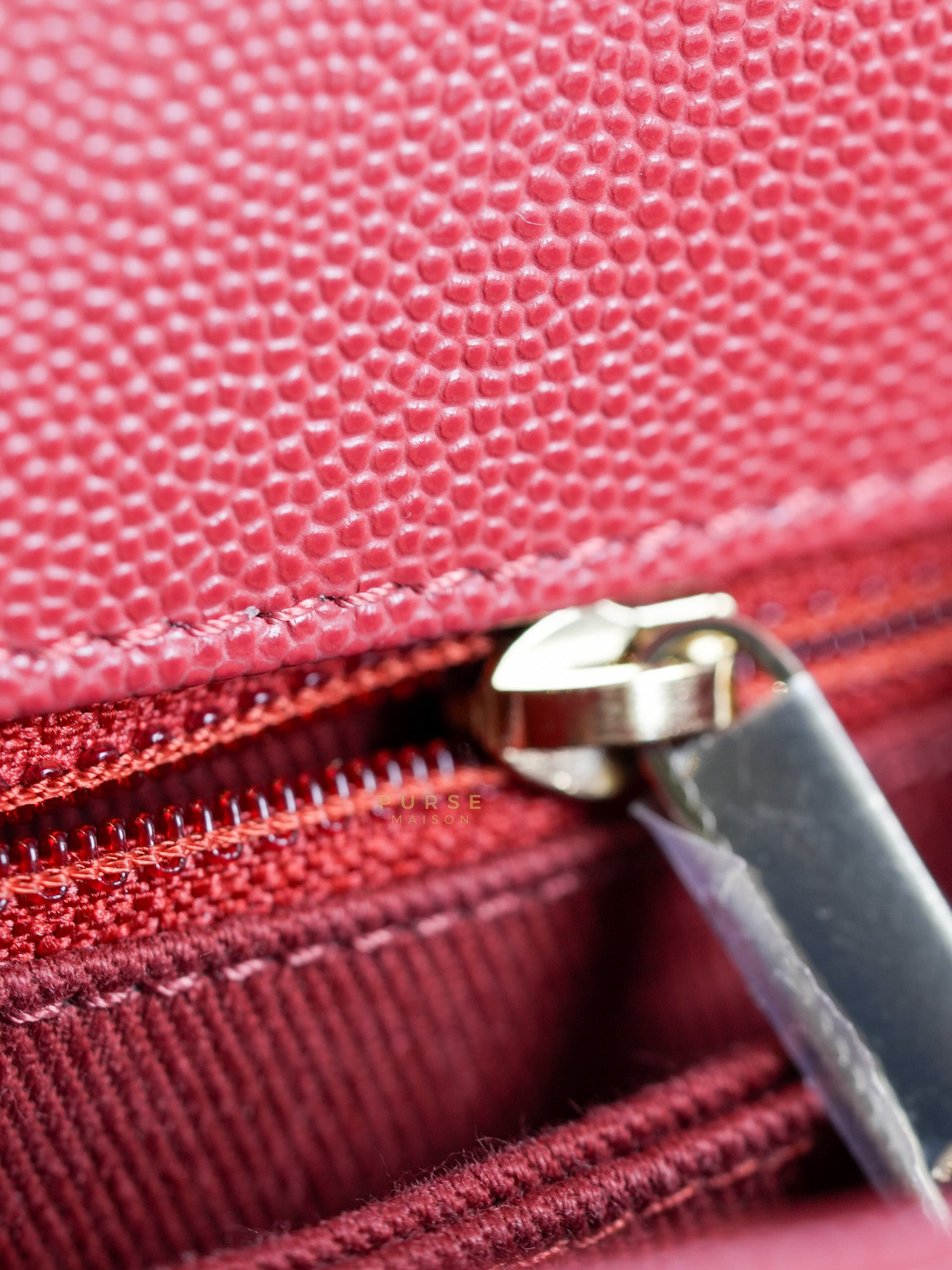 Coco Handle Small in Red Caviar Leather & Gold Hardware(Series 29) | Purse Maison Luxury Bags Shop