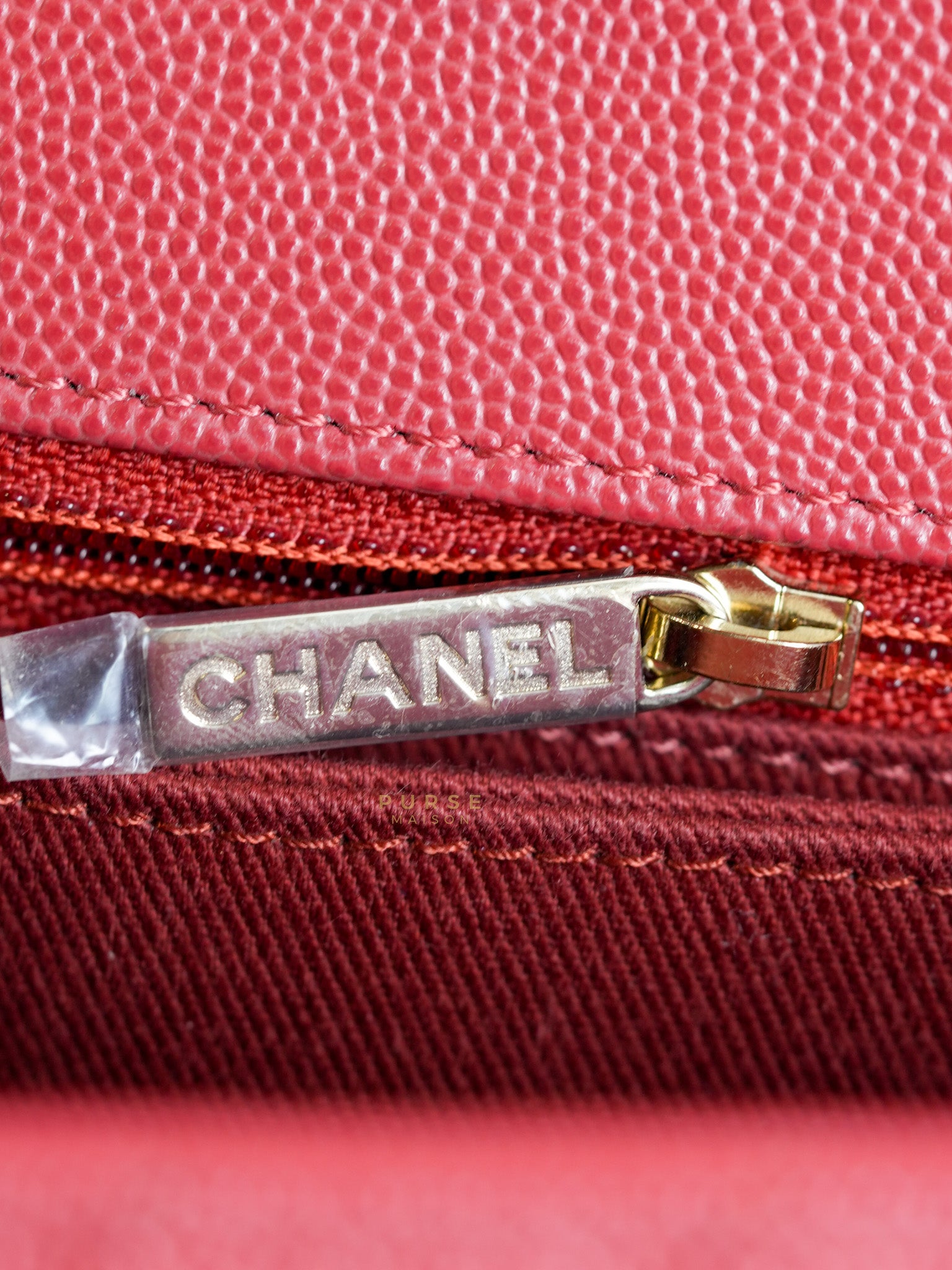 Coco Handle Small in Red Caviar Leather & Gold Hardware(Series 29) | Purse Maison Luxury Bags Shop