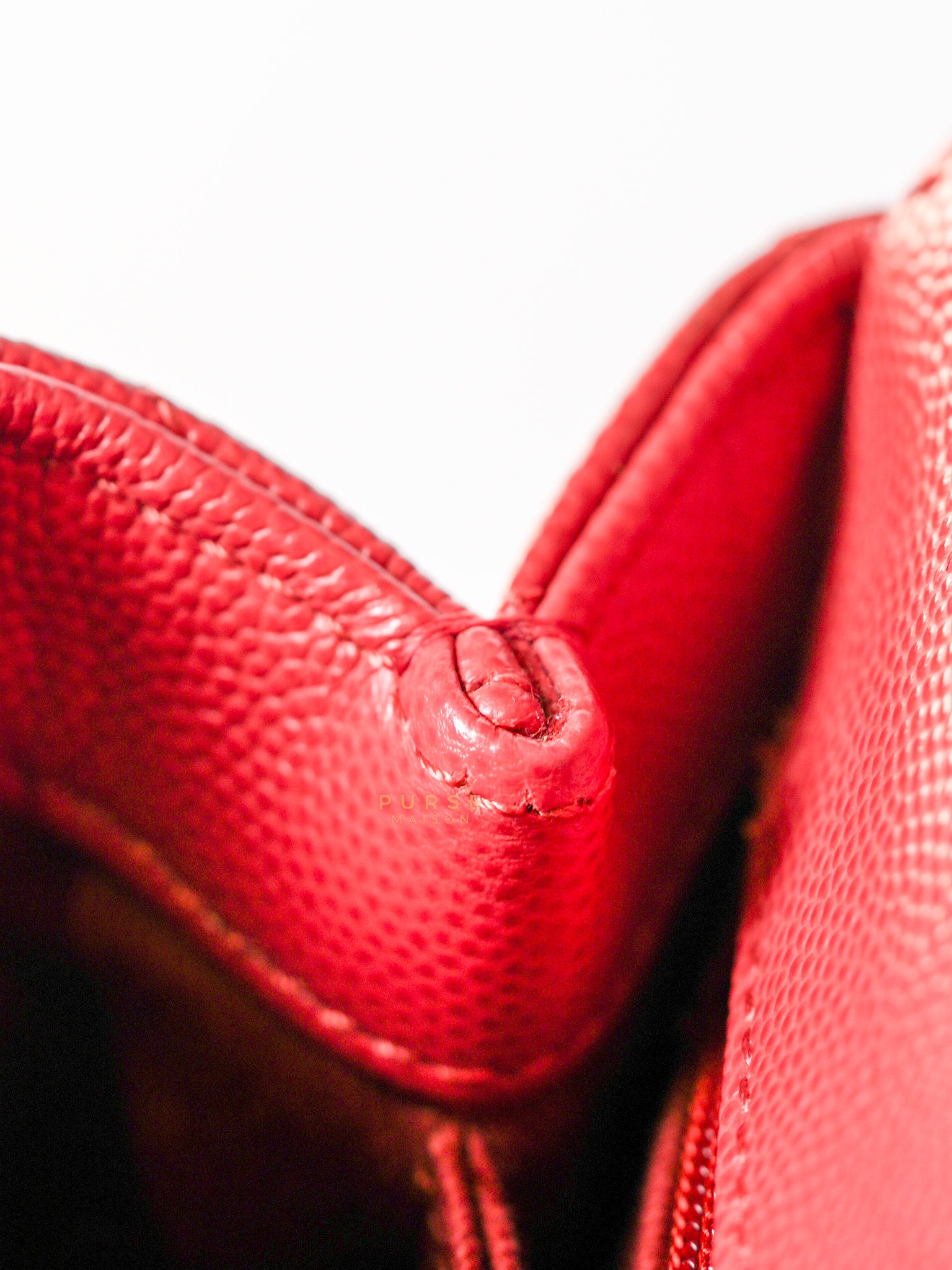 Coco Handle Small in Red Caviar Leather & Gold Hardware(Series 29) | Purse Maison Luxury Bags Shop