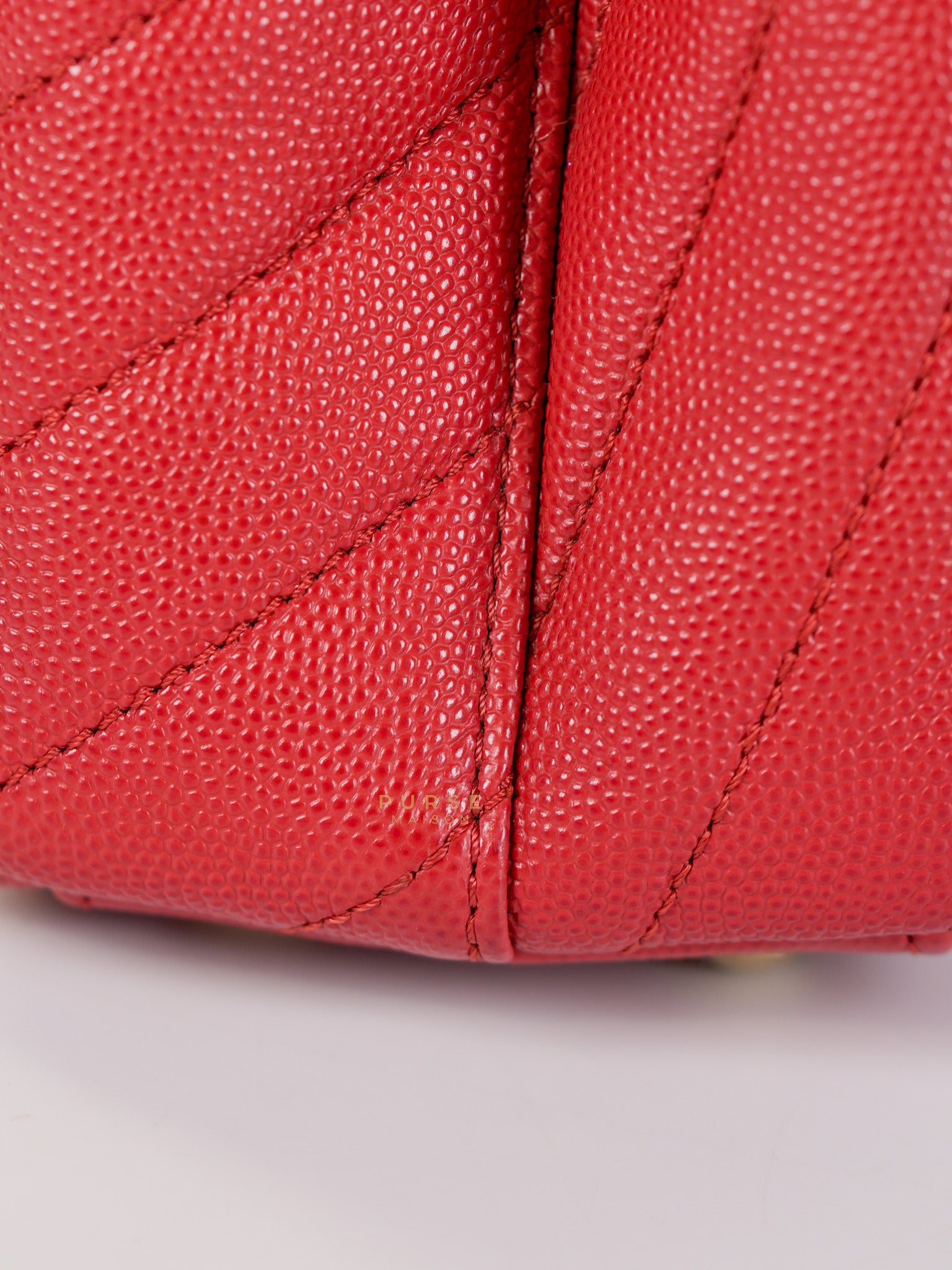 Coco Handle Small in Red Caviar Leather & Gold Hardware(Series 29) | Purse Maison Luxury Bags Shop