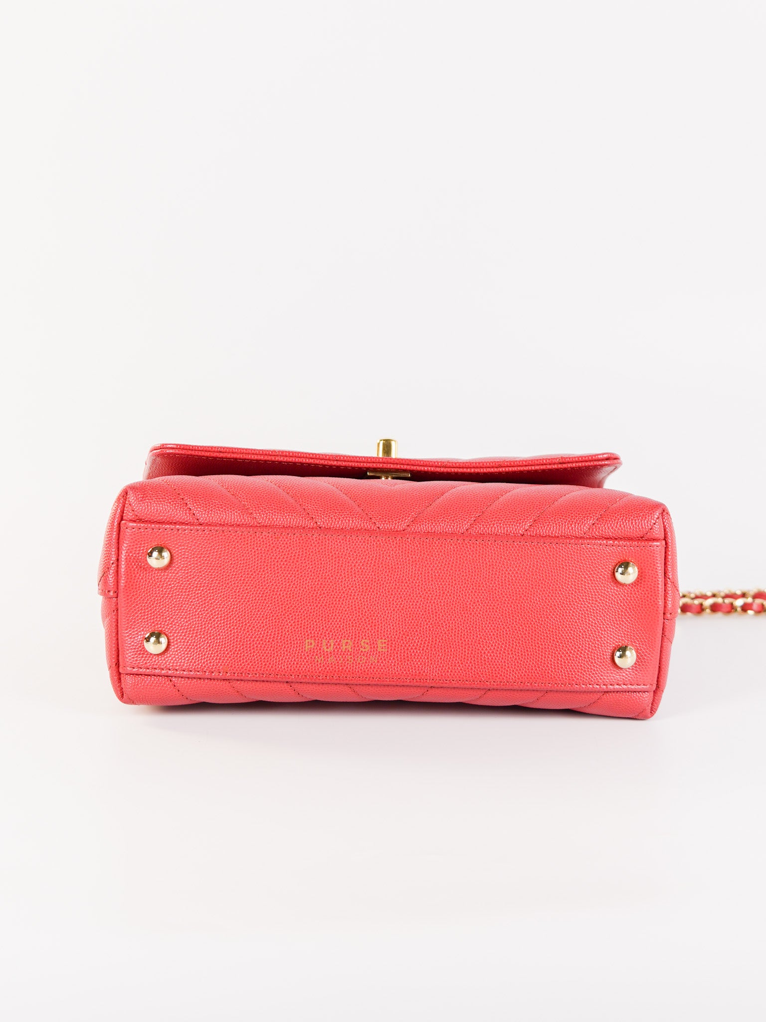 Coco Handle Small in Red Caviar Leather & Gold Hardware(Series 29) | Purse Maison Luxury Bags Shop