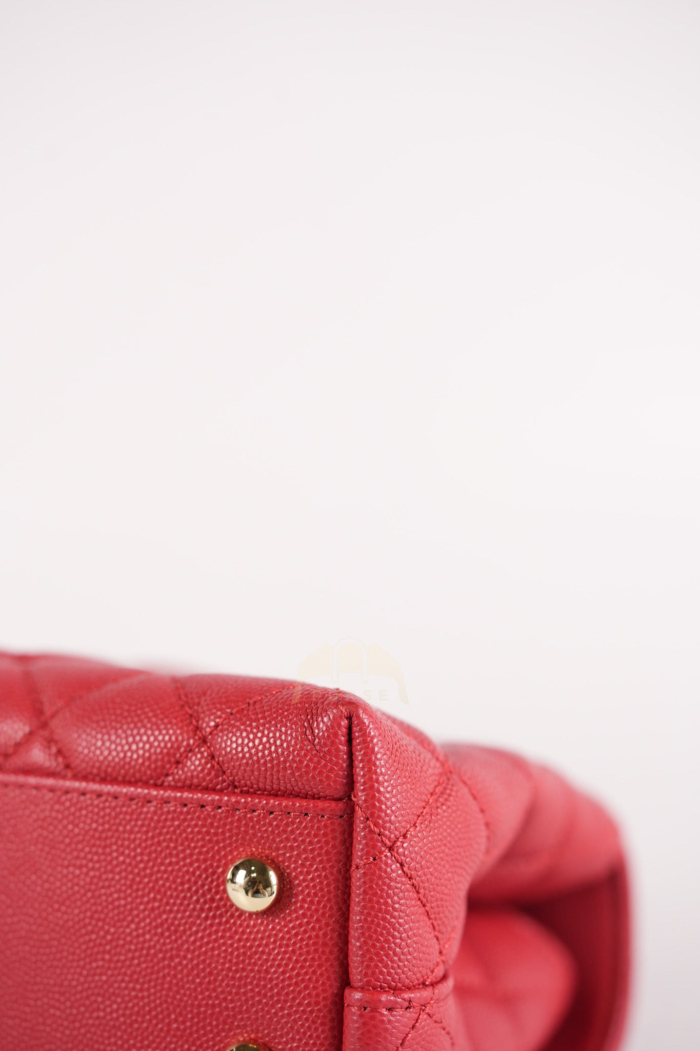 Coco Handle Small in Red Quilted Caviar Leather Lizard Top Handle and Gold Hardware (Microchip) | Purse Maison Luxury Bags Shop