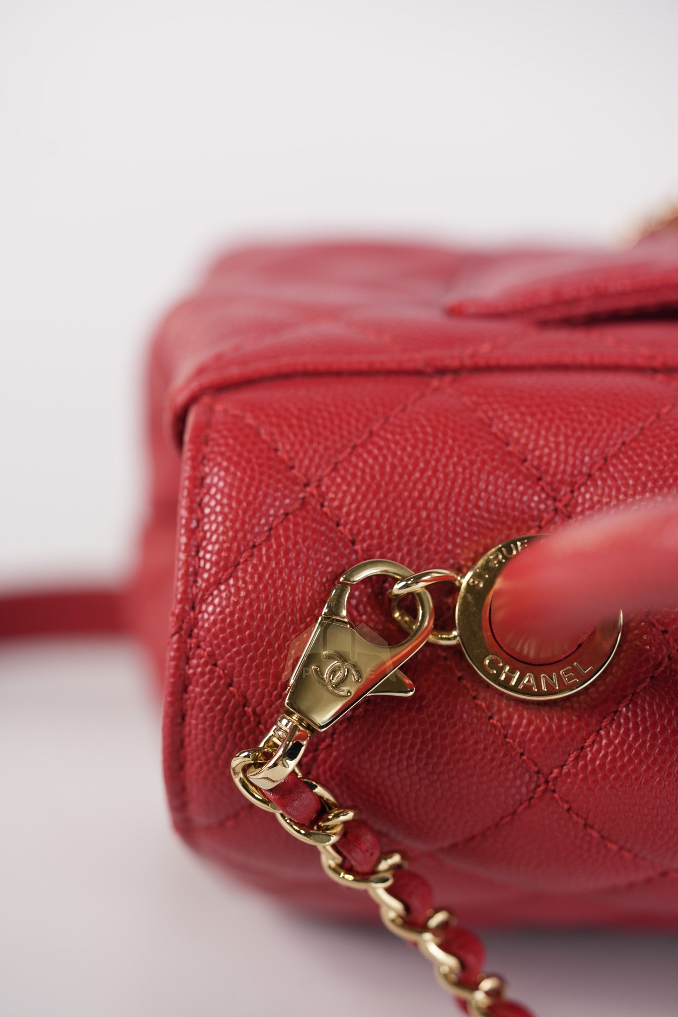 Coco Handle Small in Red Quilted Caviar Leather Lizard Top Handle and Gold Hardware (Microchip) | Purse Maison Luxury Bags Shop