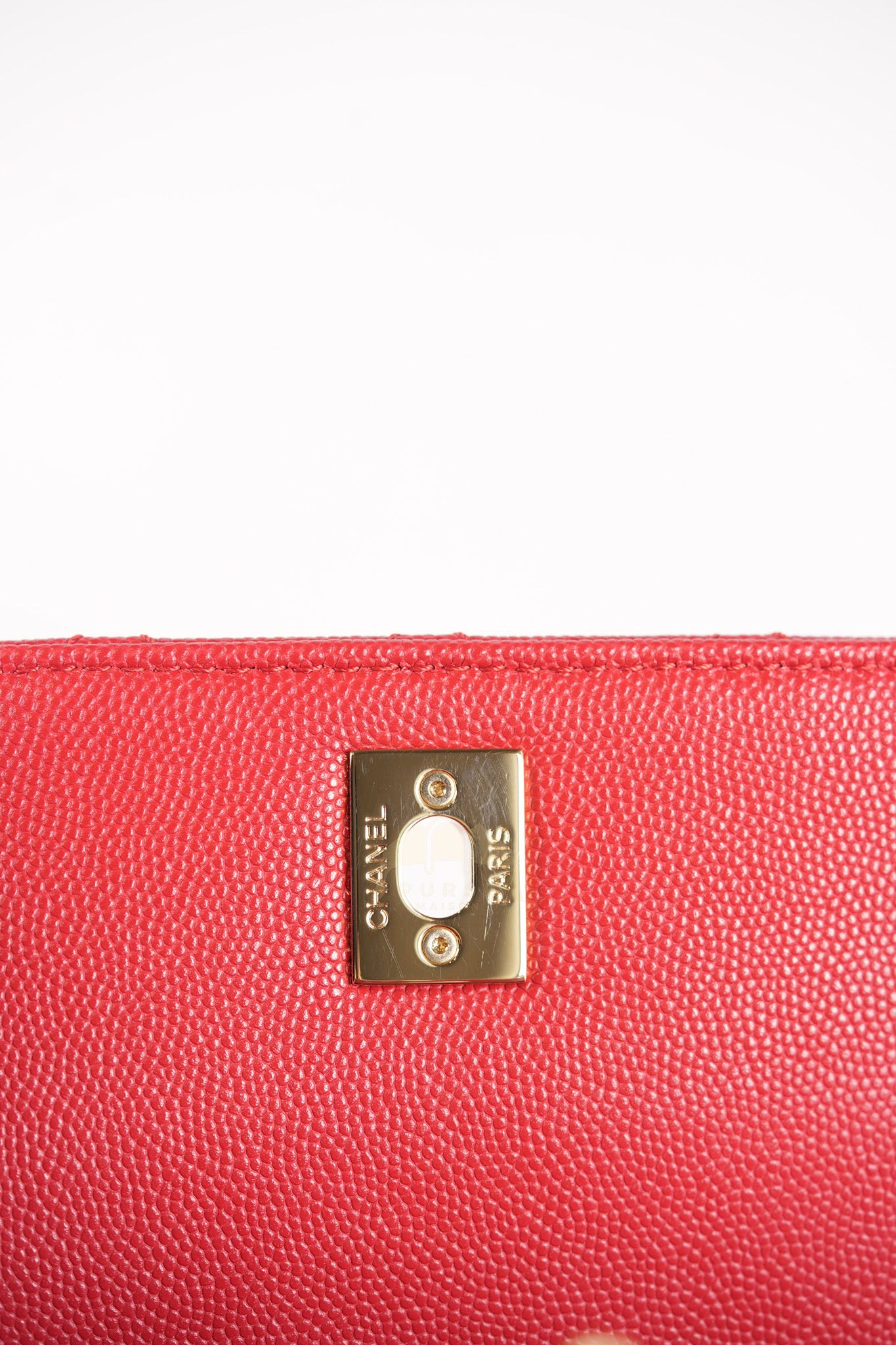 Coco Handle Small in Red Quilted Caviar Leather Lizard Top Handle and Gold Hardware (Microchip) | Purse Maison Luxury Bags Shop