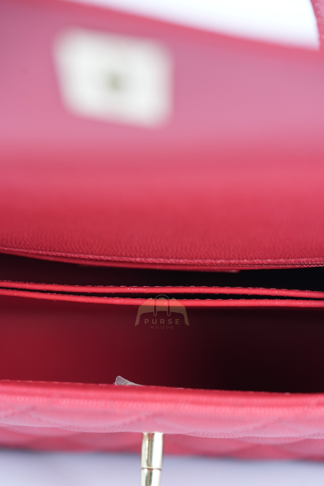 Coco Handle Small in Red Quilted Caviar Leather Lizard Top Handle and Gold Hardware (Microchip) | Purse Maison Luxury Bags Shop