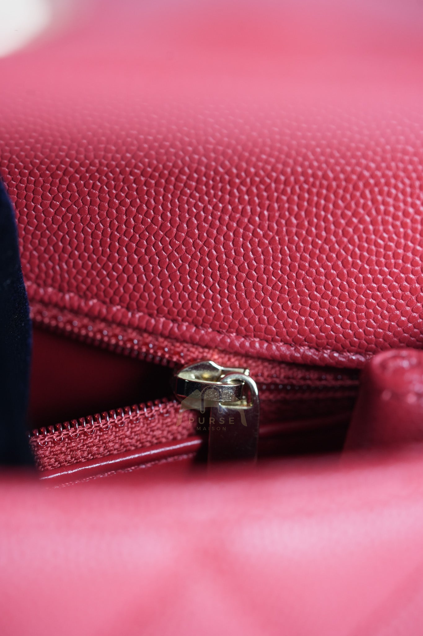 Coco Handle Small in Red Quilted Caviar Leather Lizard Top Handle and Gold Hardware (Microchip) | Purse Maison Luxury Bags Shop