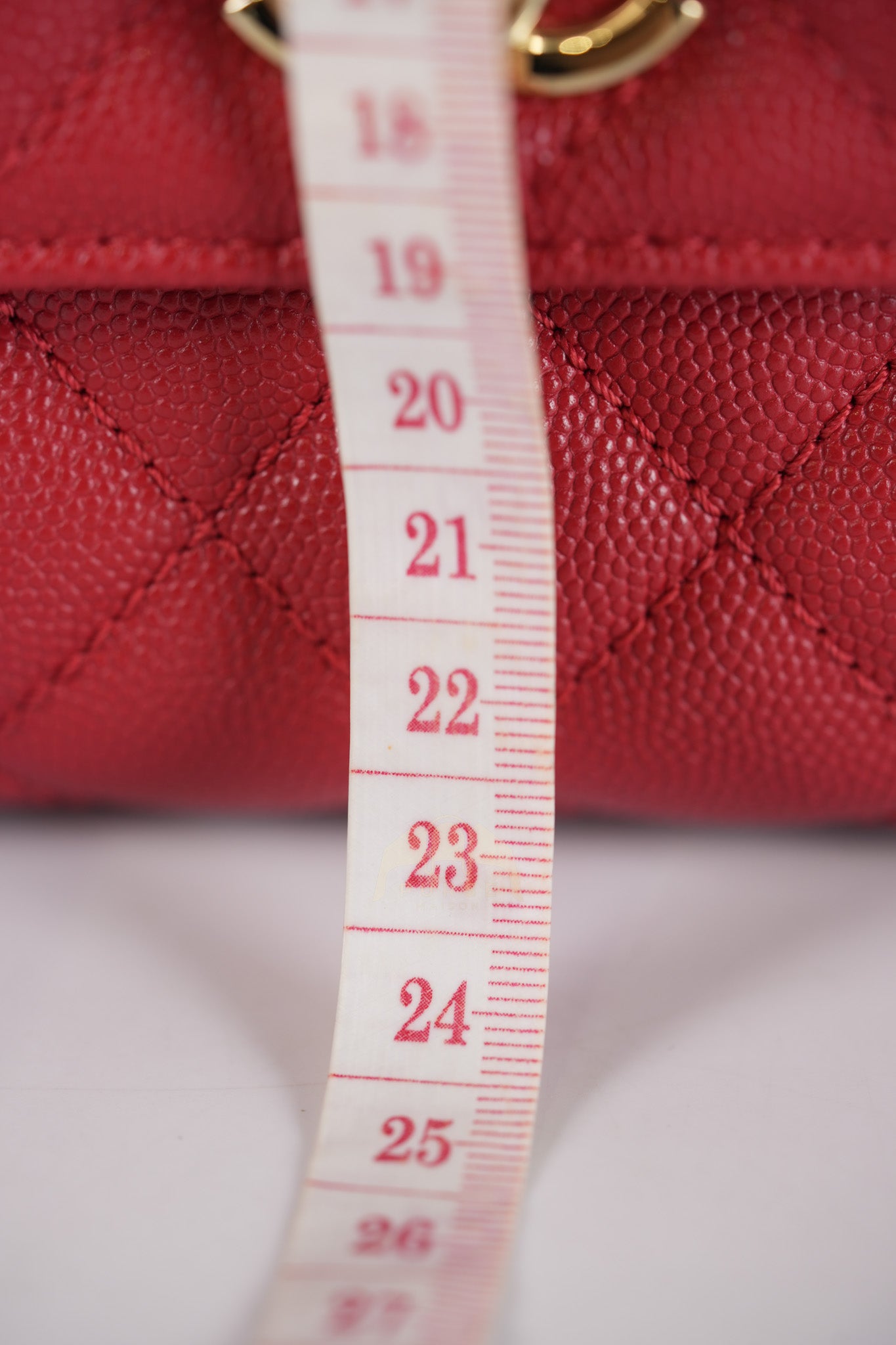 Coco Handle Small in Red Quilted Caviar Leather Lizard Top Handle and Gold Hardware (Microchip) | Purse Maison Luxury Bags Shop