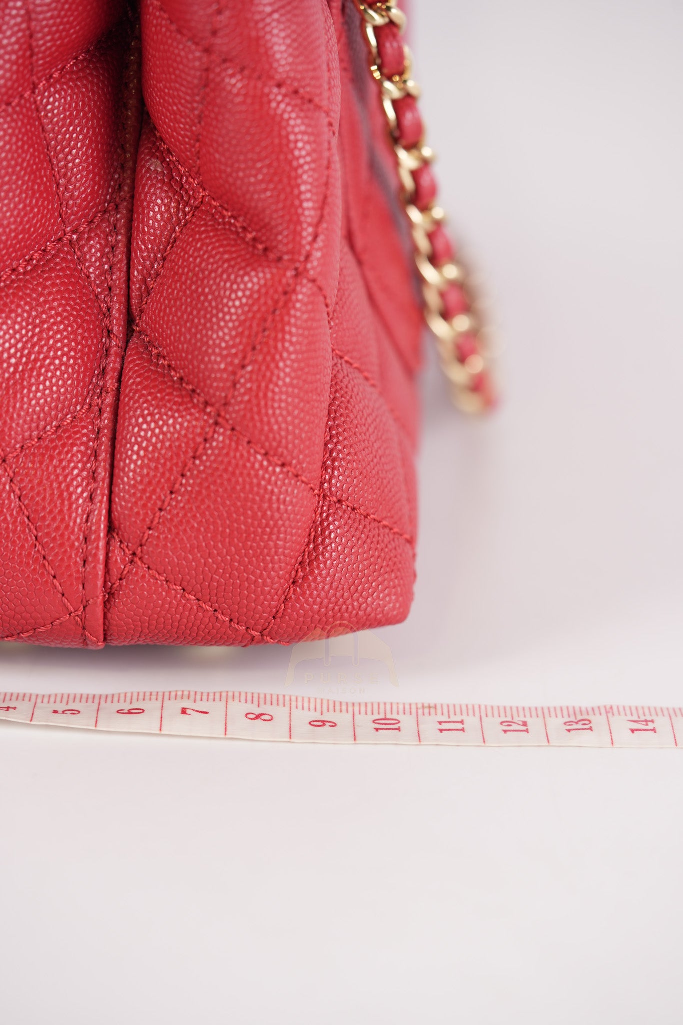 Coco Handle Small in Red Quilted Caviar Leather Lizard Top Handle and Gold Hardware (Microchip) | Purse Maison Luxury Bags Shop