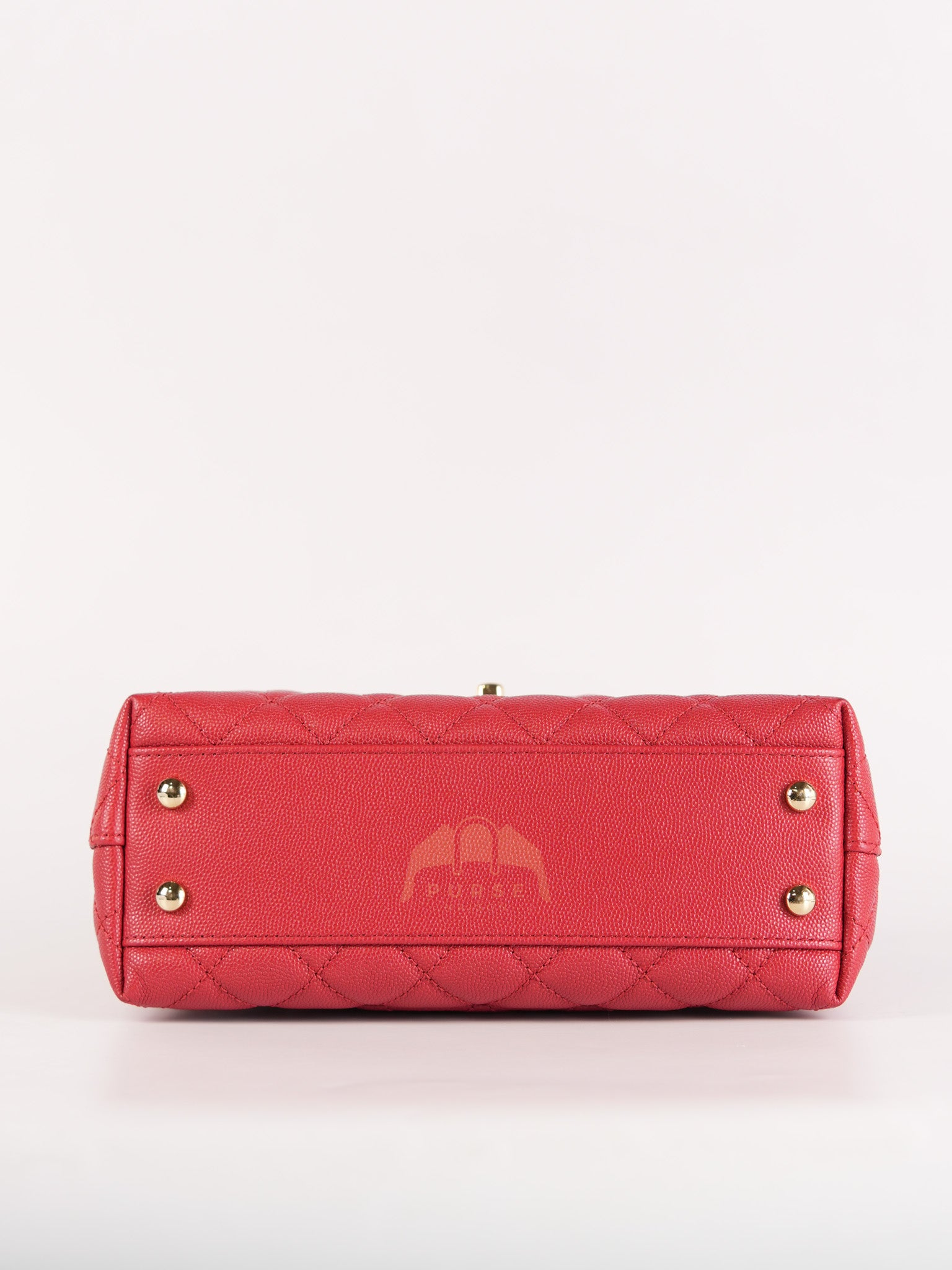 Coco Handle Small in Red Quilted Caviar Leather Lizard Top Handle and Gold Hardware (Microchip) | Purse Maison Luxury Bags Shop