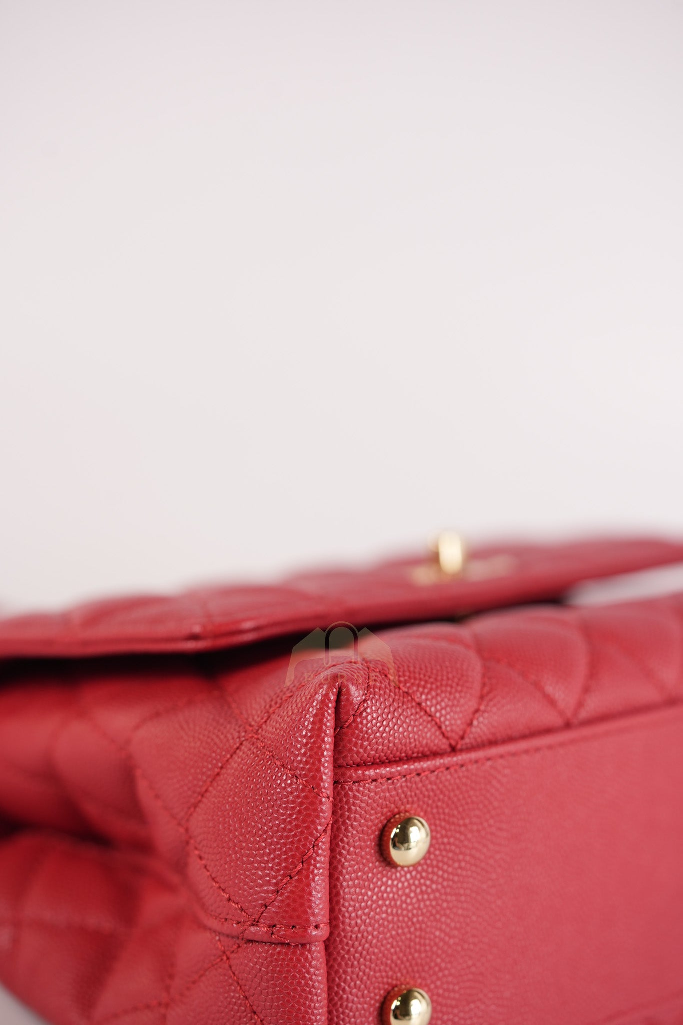 Coco Handle Small in Red Quilted Caviar Leather Lizard Top Handle and Gold Hardware (Microchip) | Purse Maison Luxury Bags Shop