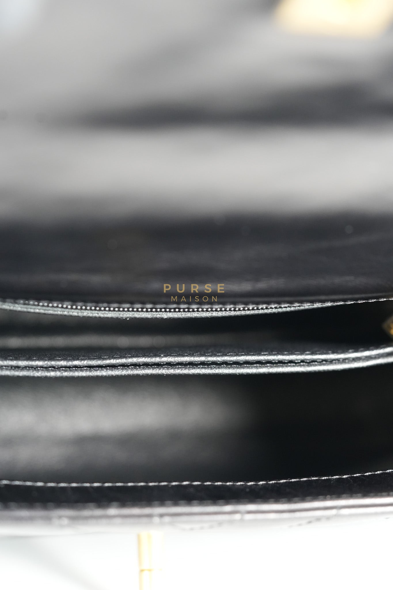 Coco Handle Small Lizard Handle Black Chevron in Shiny Calfskin and Aged Gold Hardware Series 25 | Purse Maison Luxury Bags Shop