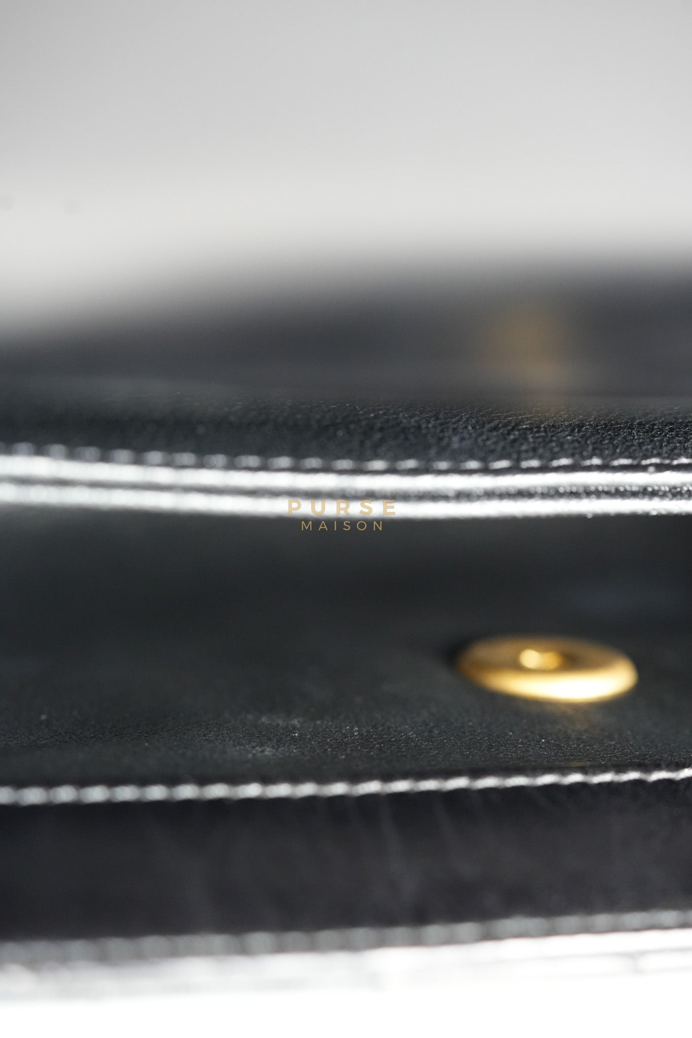 Coco Handle Small Lizard Handle Black Chevron in Shiny Calfskin and Aged Gold Hardware Series 25 | Purse Maison Luxury Bags Shop